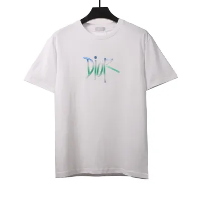 Dior Gradient Embroidered Short Sleeve White 01