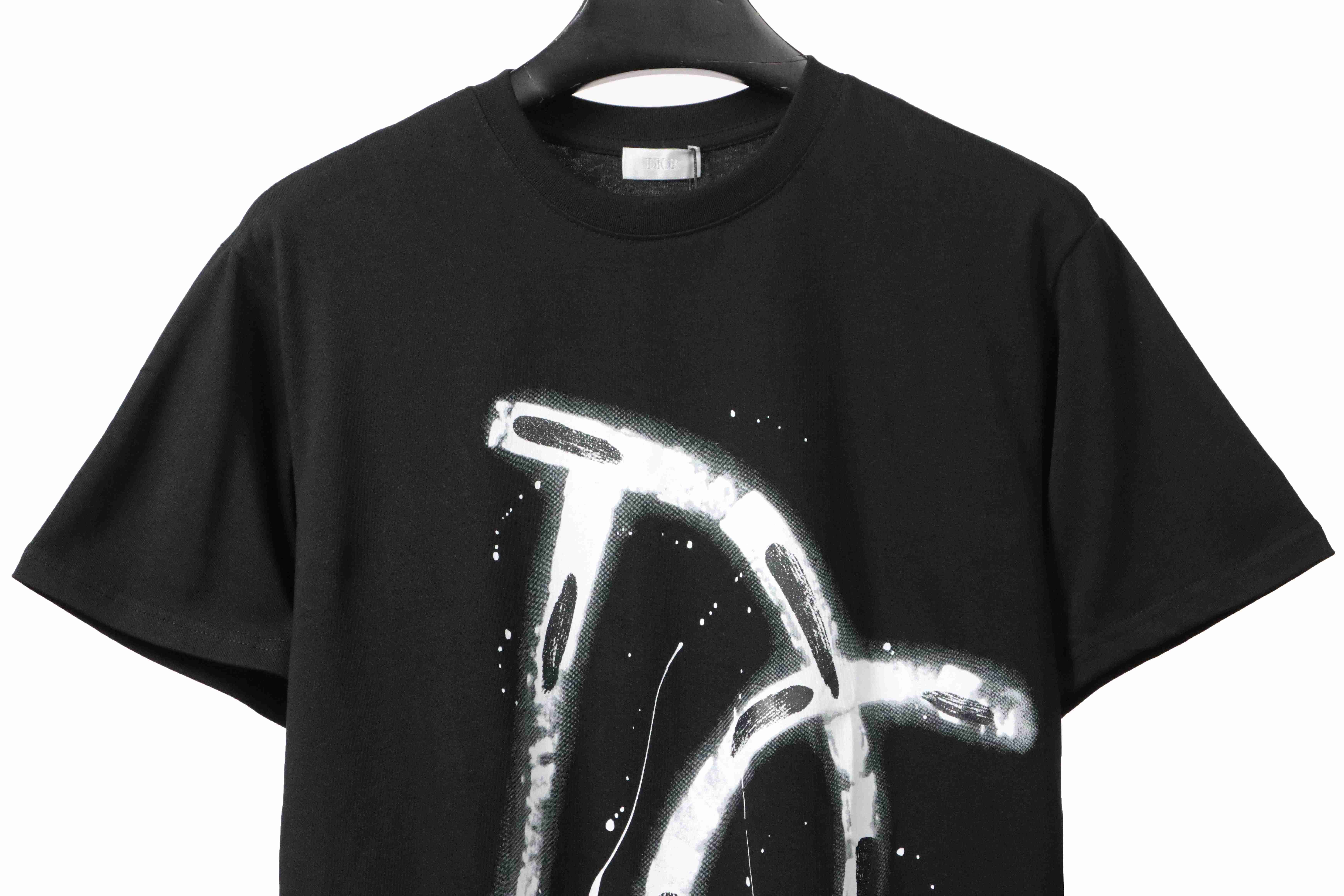 Dior Graffiti Letters Print Short Sleeve Black
