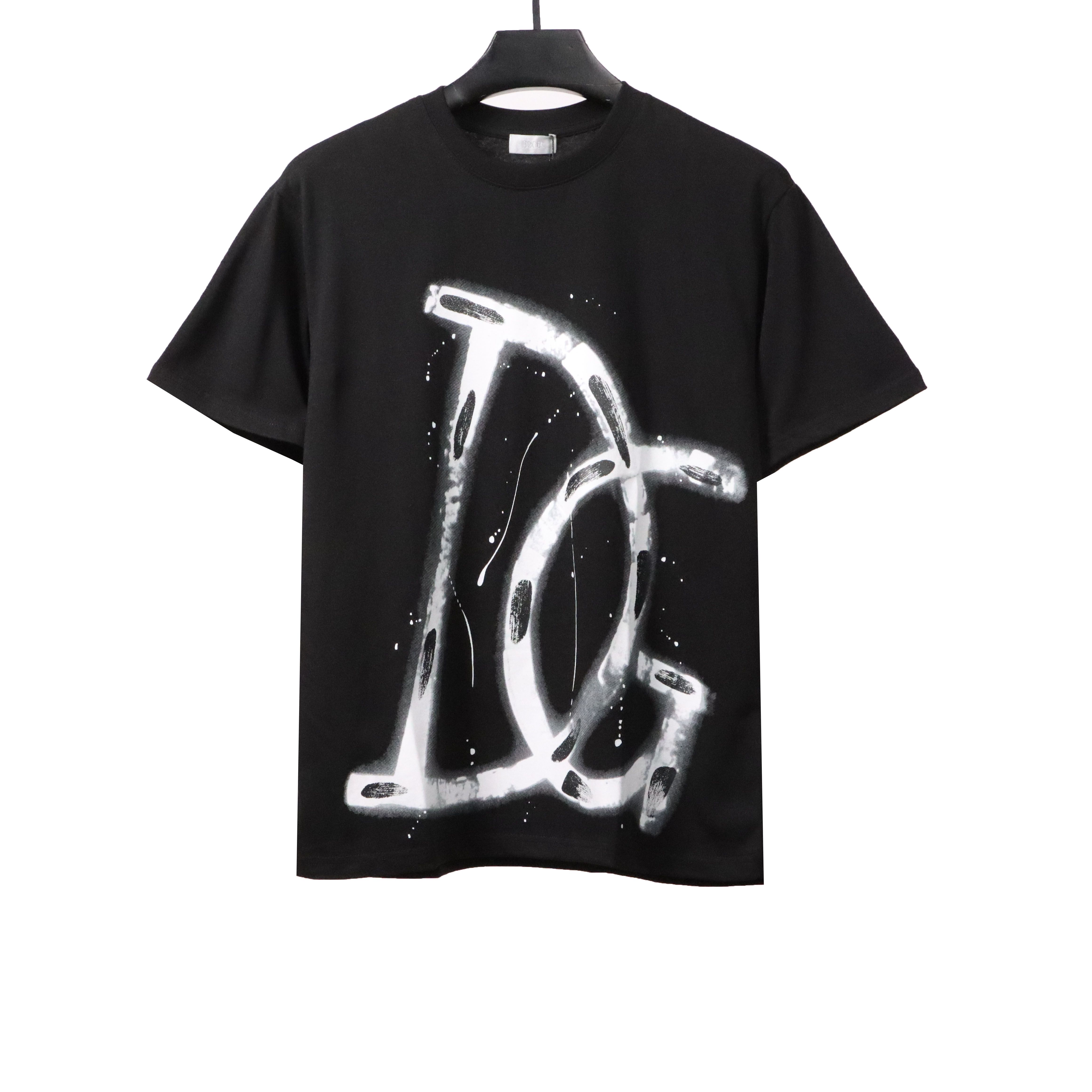 Dior Graffiti Letters Print Short Sleeve Black