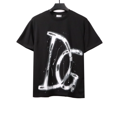 Dior Graffiti Letters Print Short Sleeve Black 01