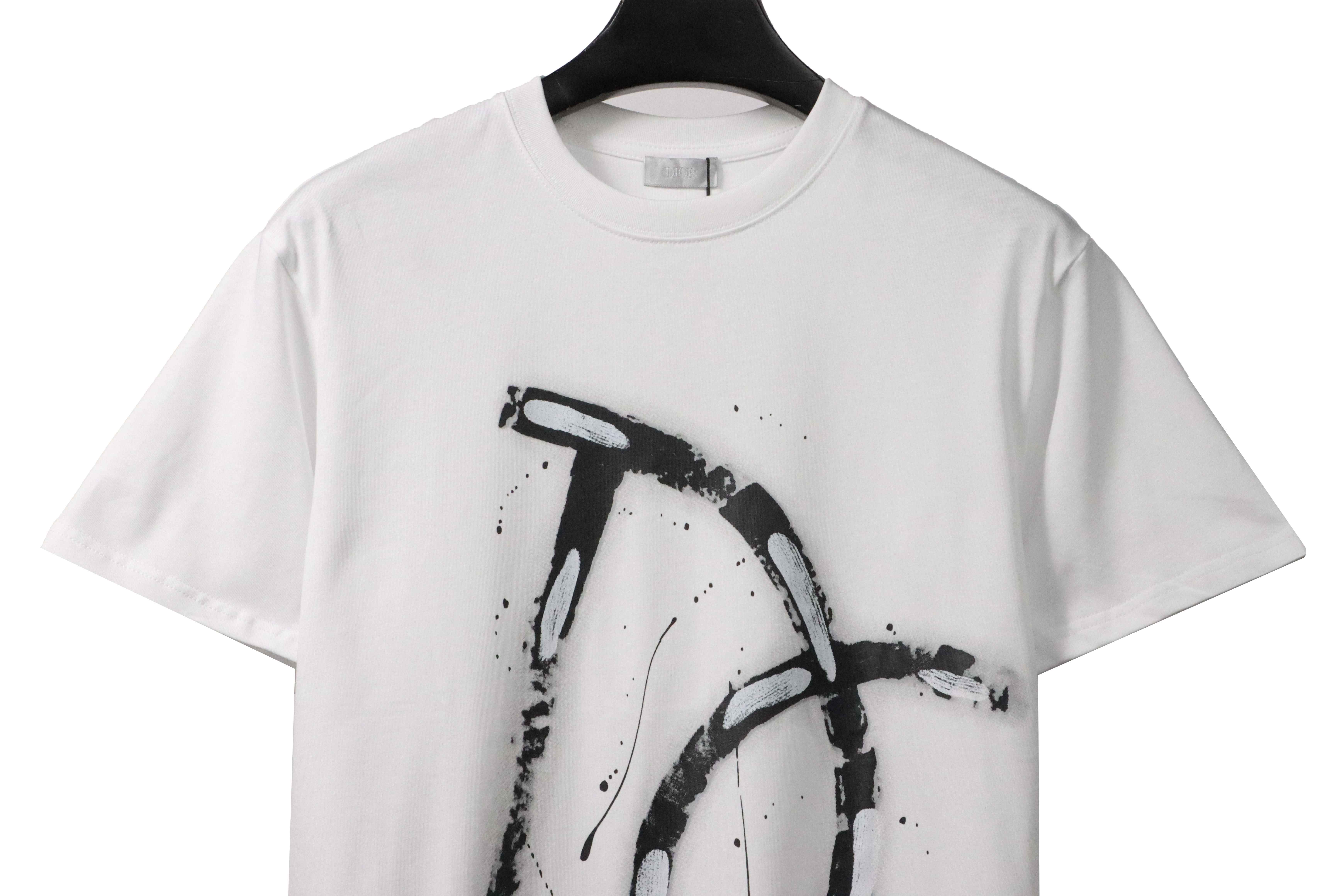 Dior Graffiti Letters Print Short Sleeve White