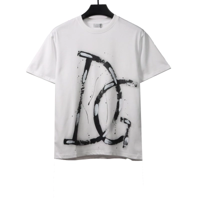 Dior Graffiti Letters Print Short Sleeve White 01