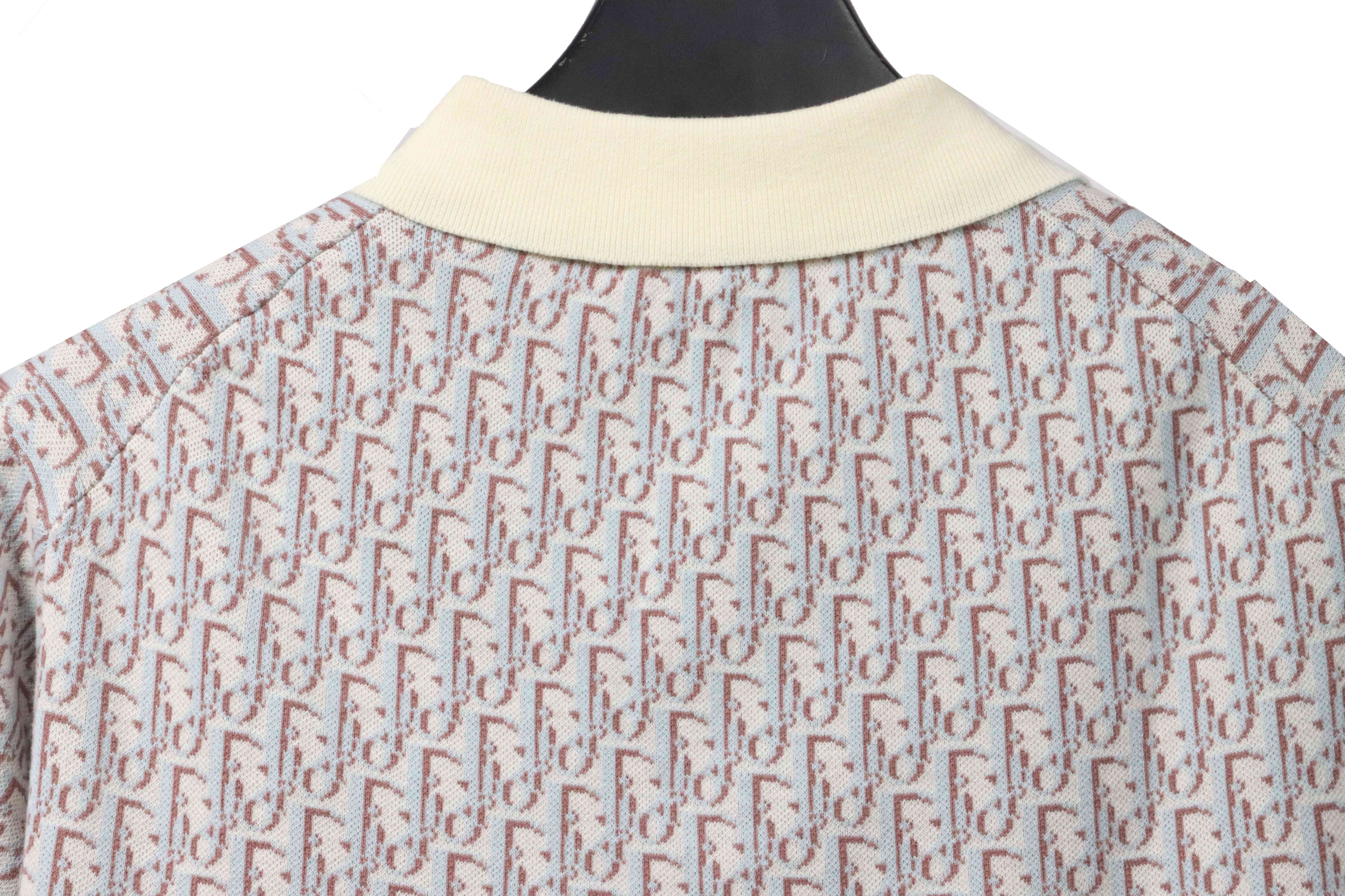 Dior monogram full print knitted POLO gray