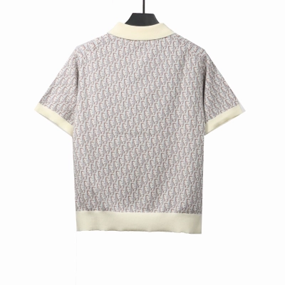 Dior monogram full print knitted POLO gray 02