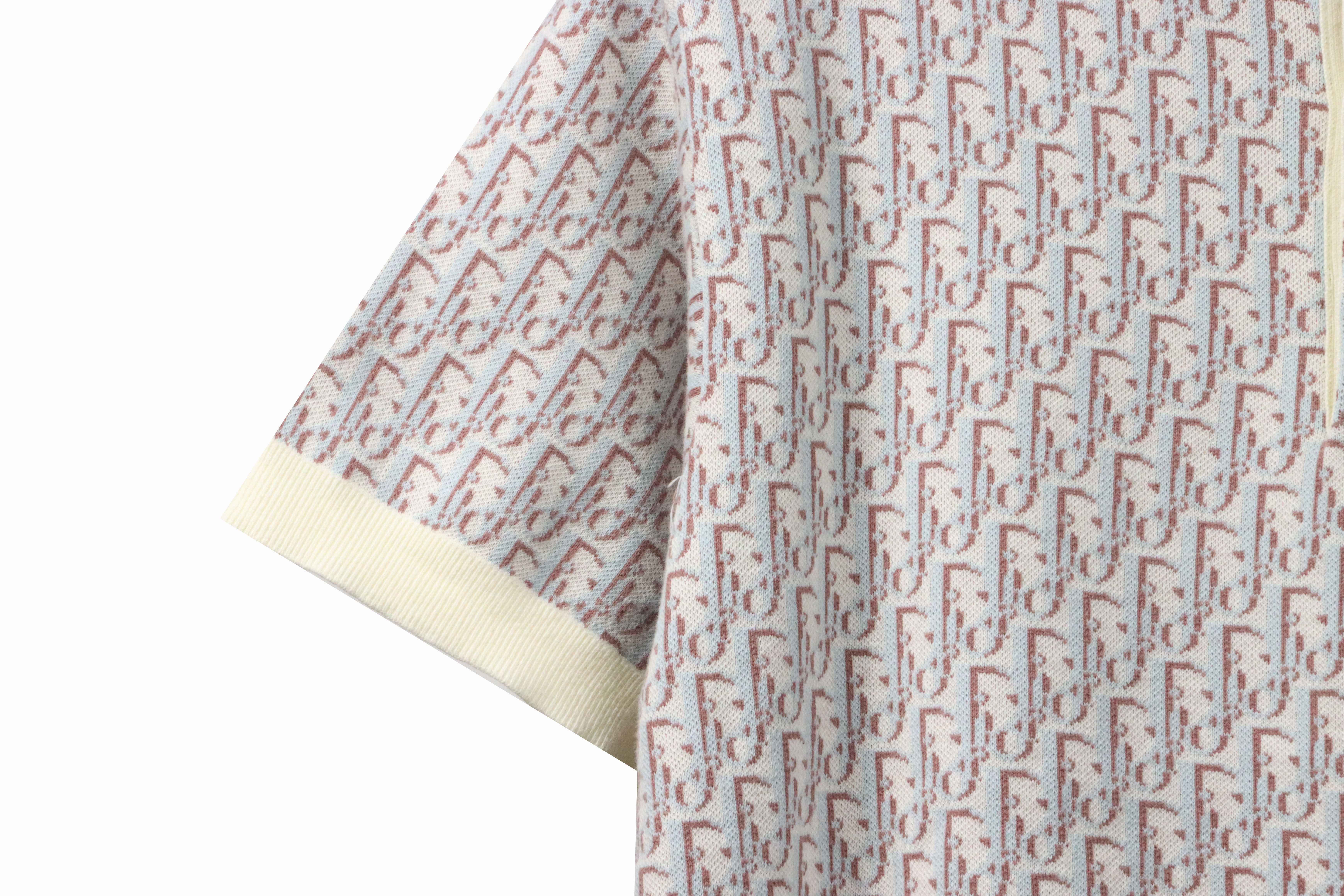 Dior monogram full print knitted POLO gray