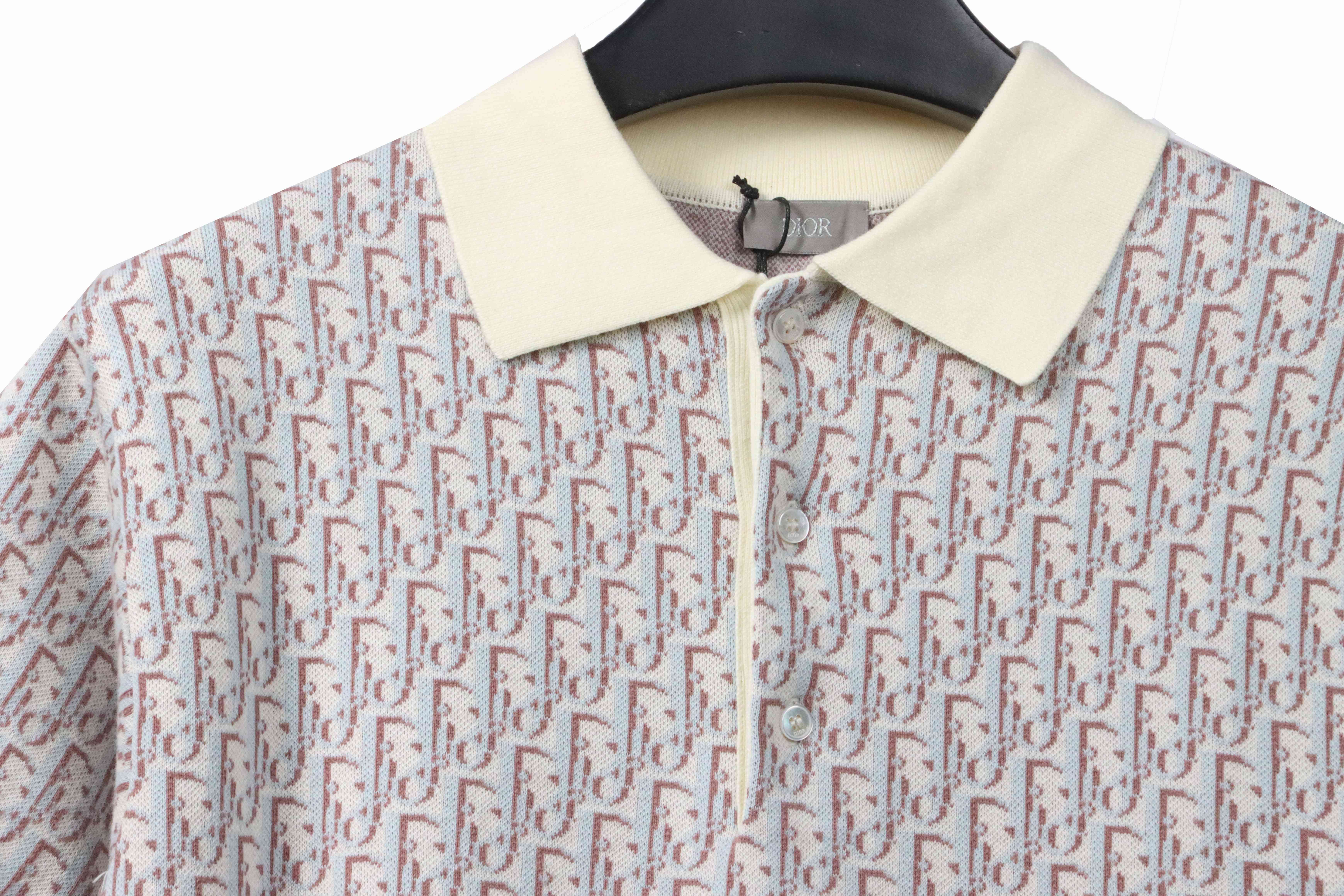 Dior monogram full print knitted POLO gray