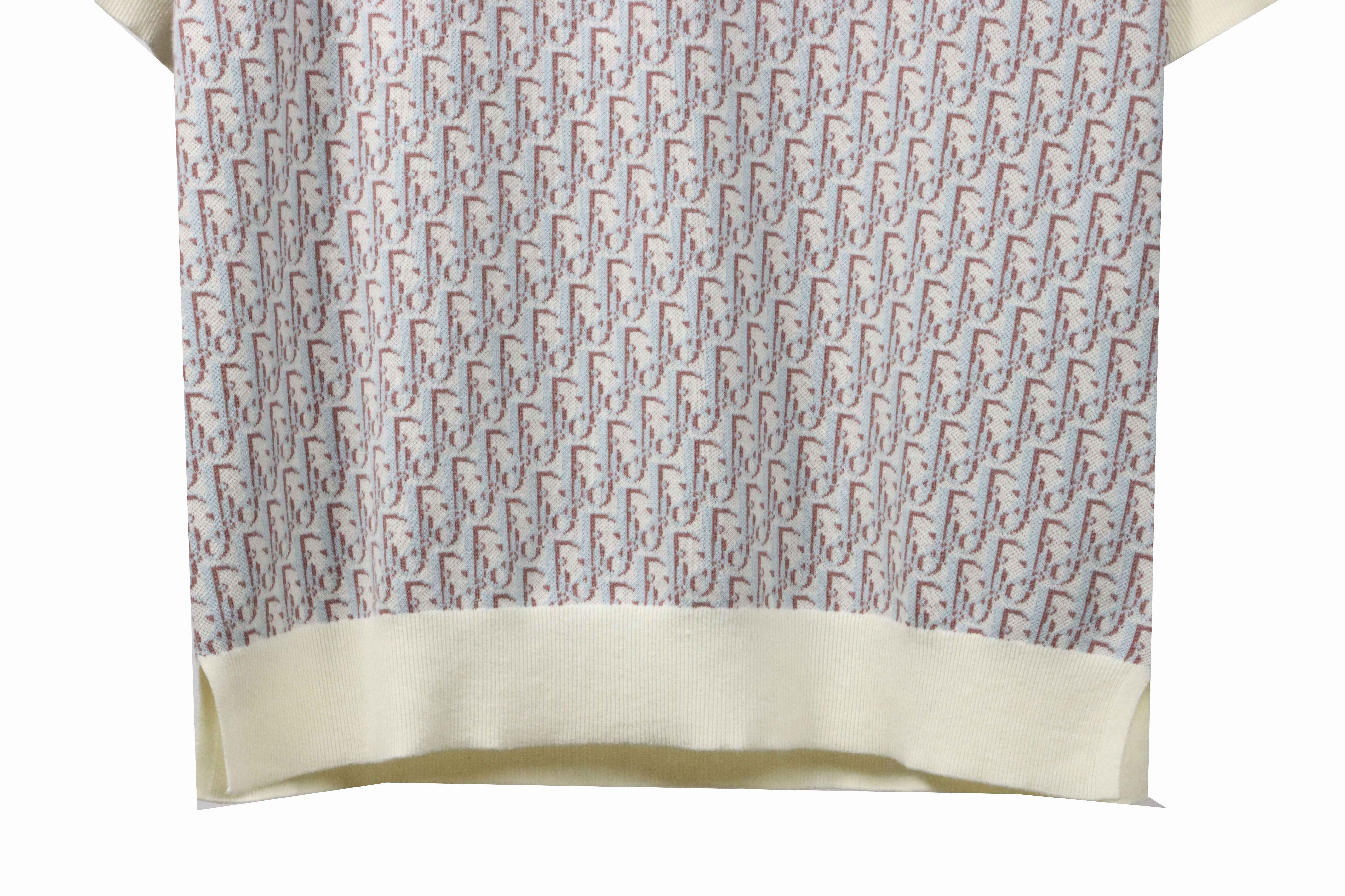 Dior monogram full print knitted POLO gray