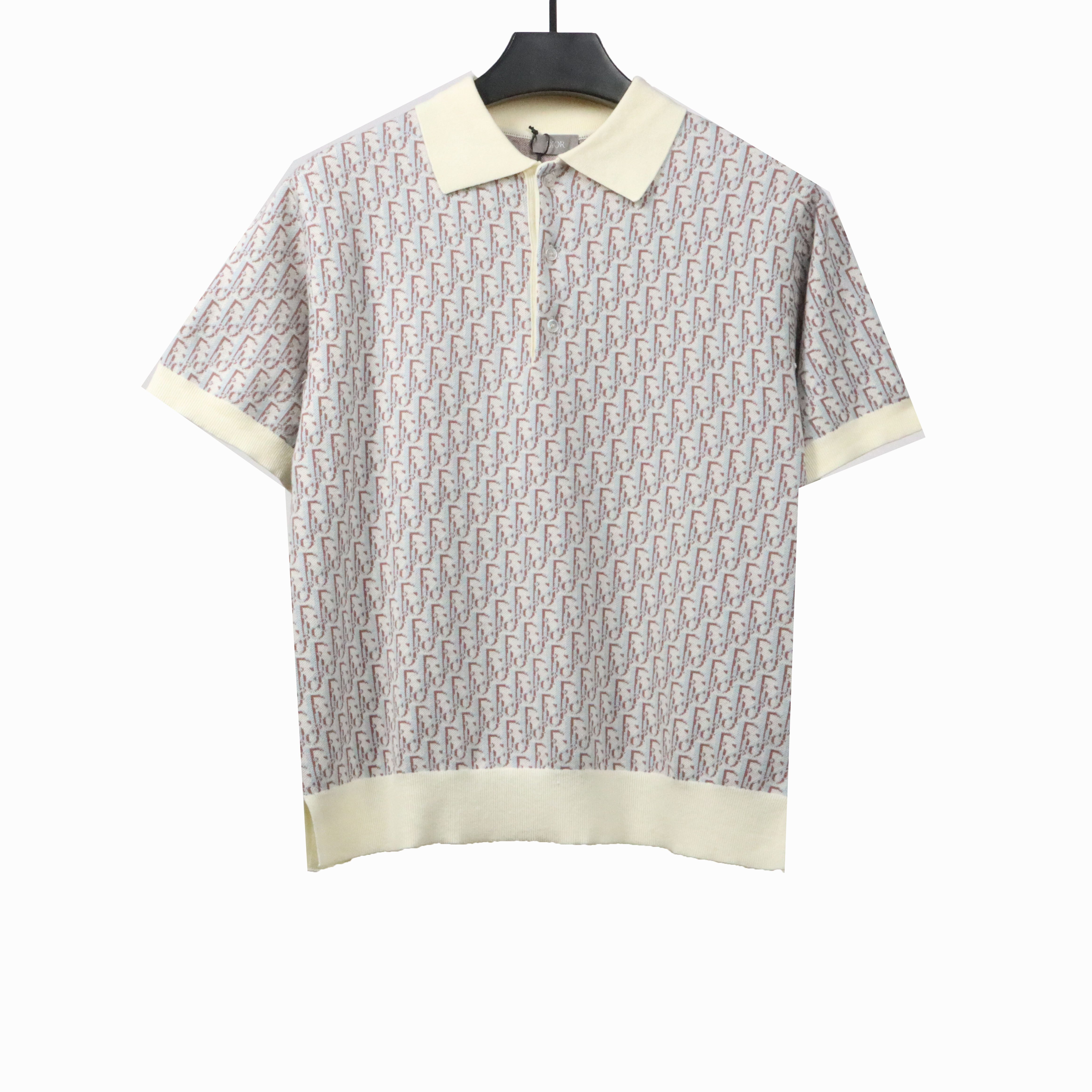 Dior monogram full print knitted POLO gray
