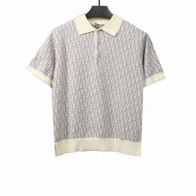 Dior monogram full print knitted POLO gray 01