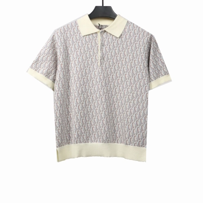 Dior monogram full print knitted POLO gray 01