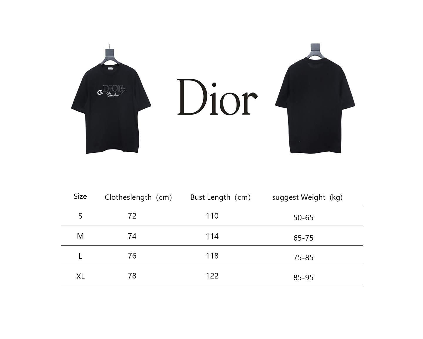 Dior pin embroidered letter logo short sleeve black