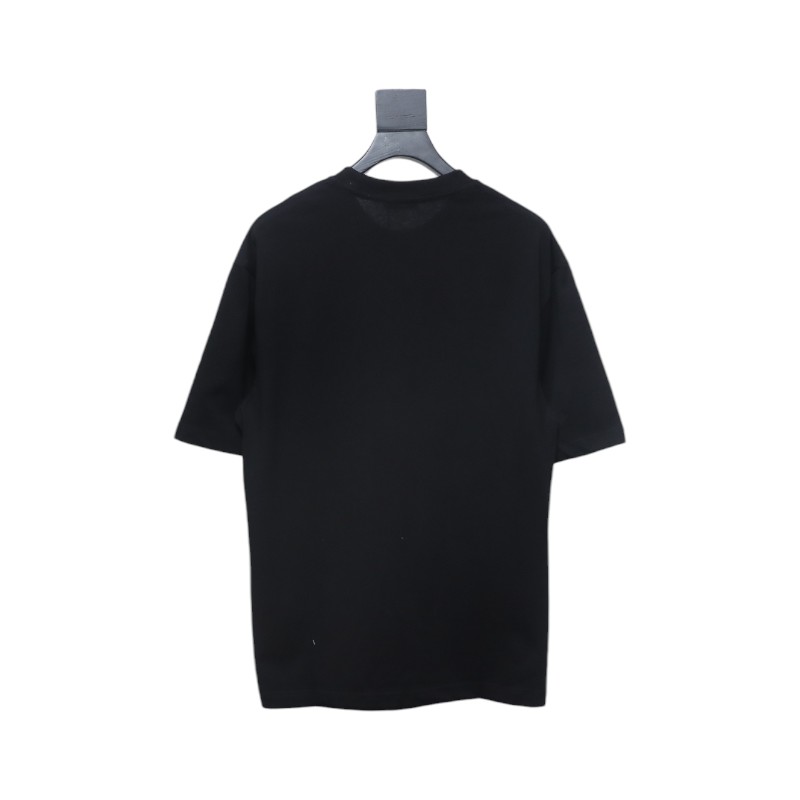 Dior pin embroidered letter logo short sleeve black
