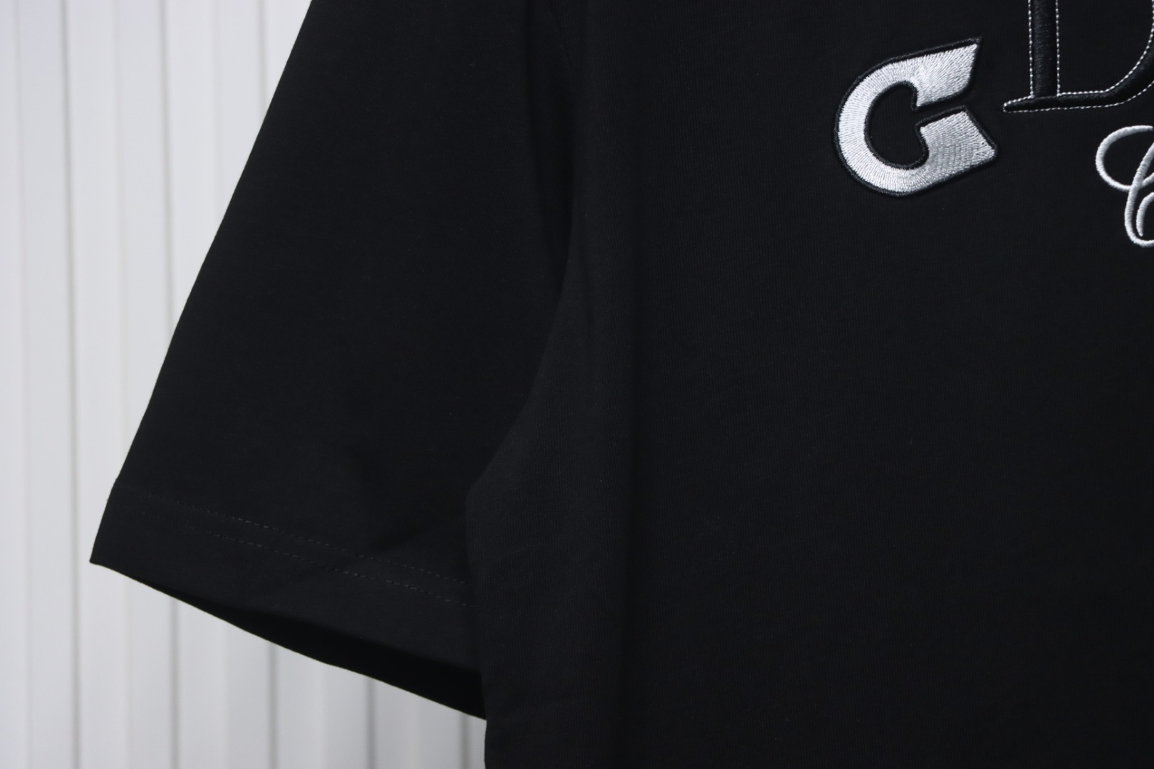 Dior pin embroidered letter logo short sleeve black