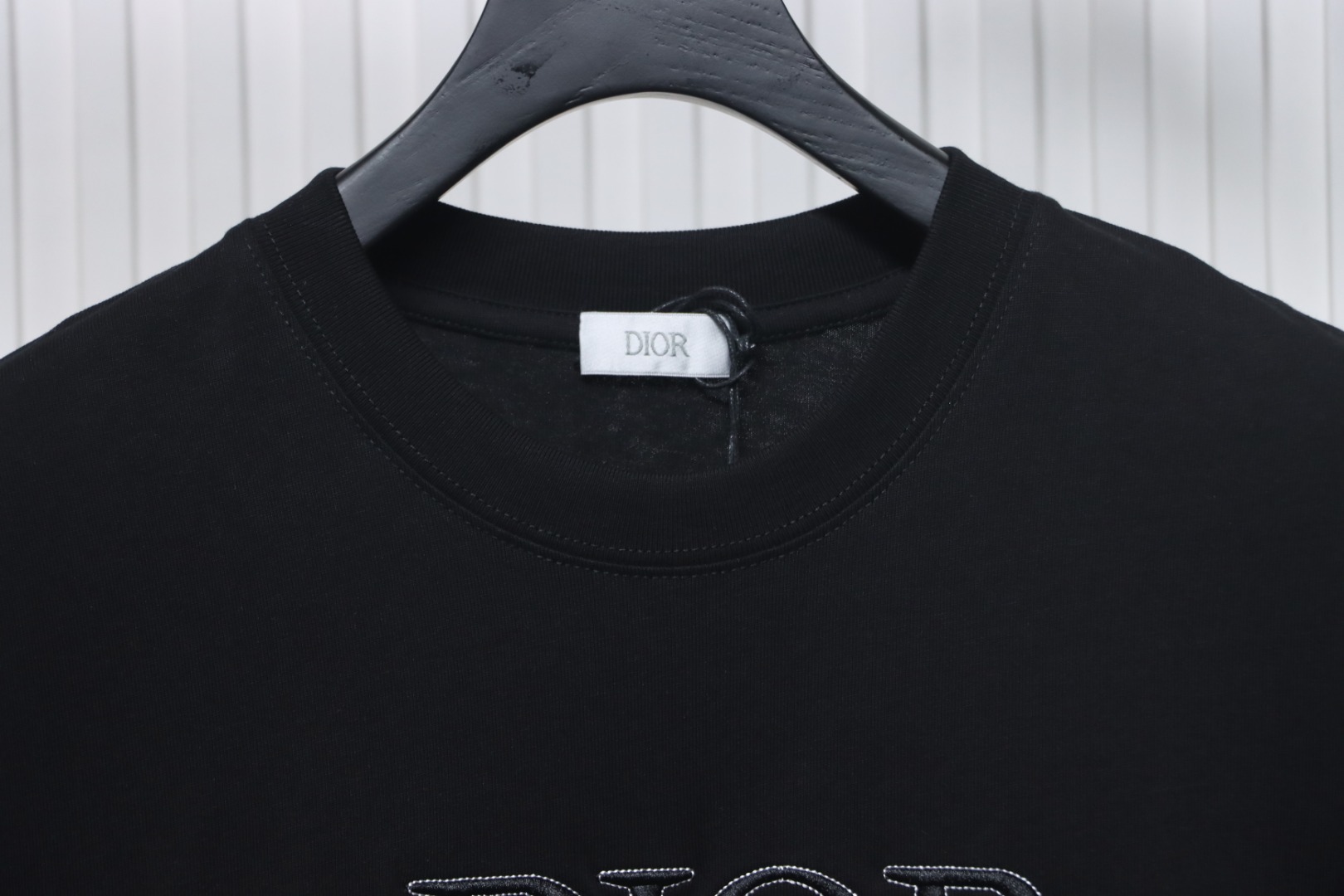 Dior pin embroidered letter logo short sleeve black