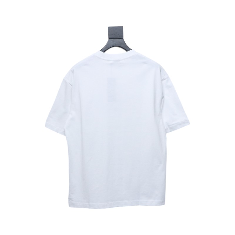 Dior pin embroidered letter logo short sleeve white