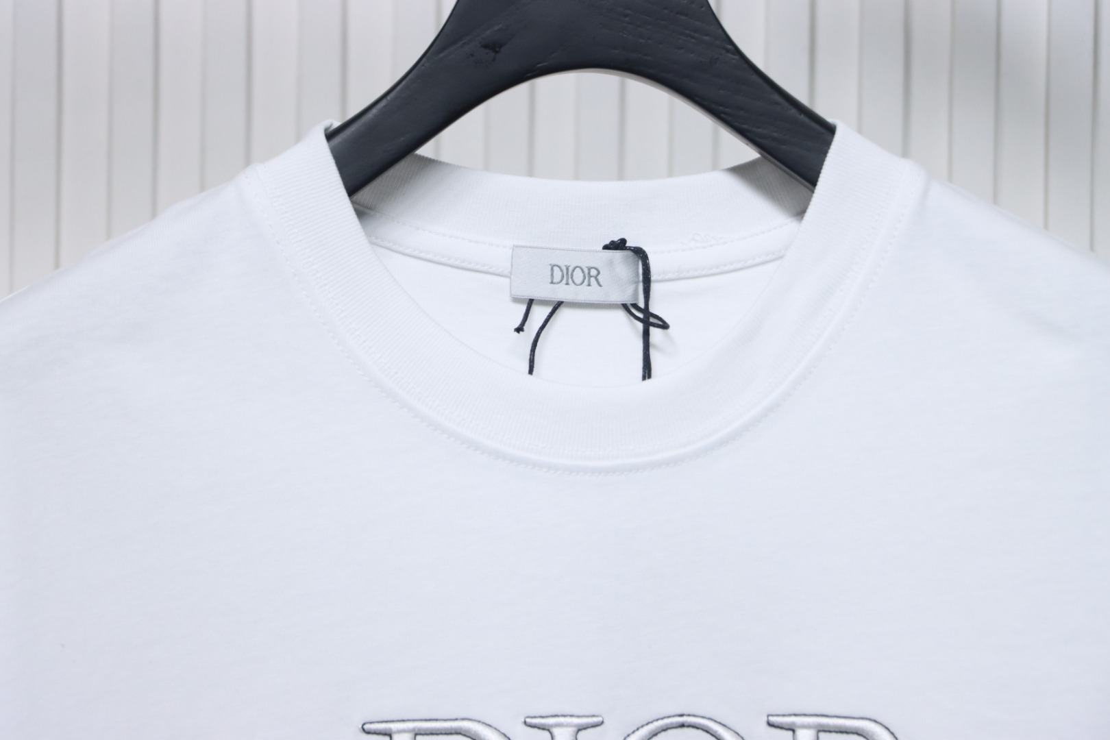 Dior pin embroidered letter logo short sleeve white