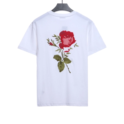 Dior Rose Logo Embroidered Short Sleeve White 01