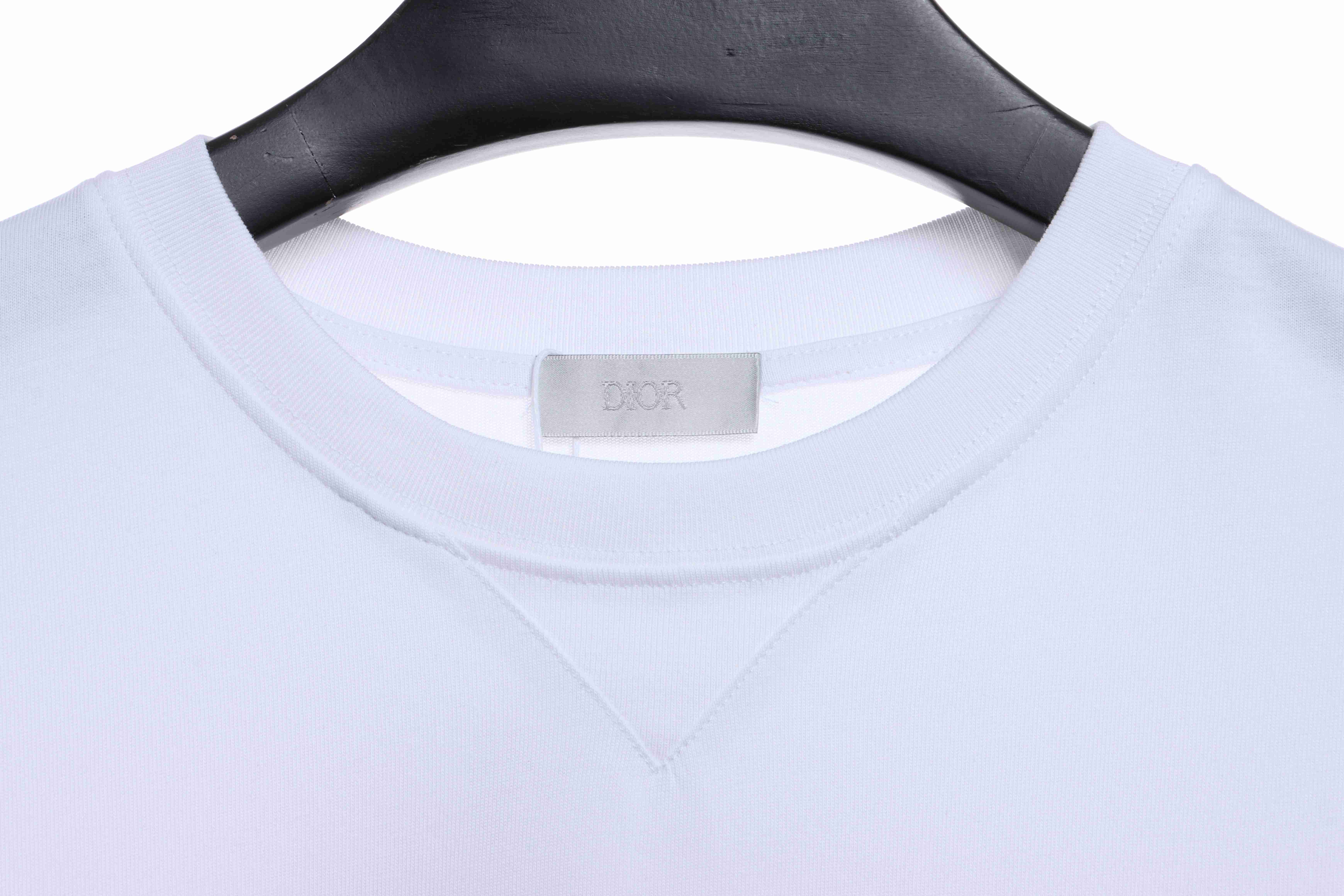 Dior Rose Logo Embroidered Short Sleeve White