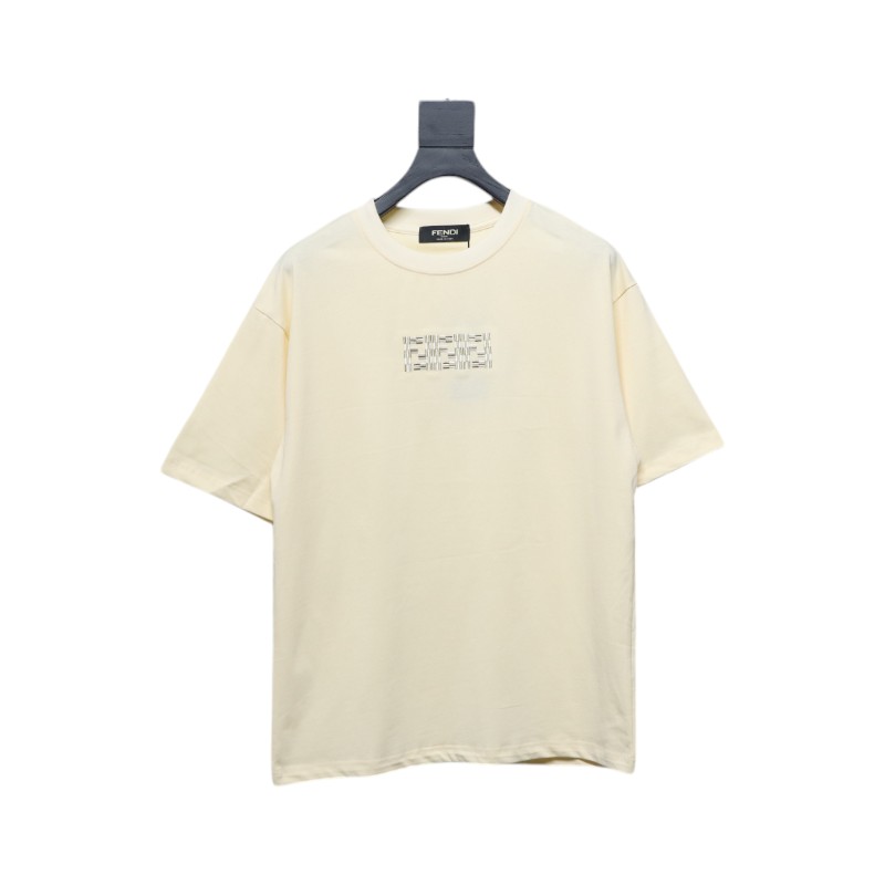 Fendi 25ss FF embroidered logo short sleeve beige