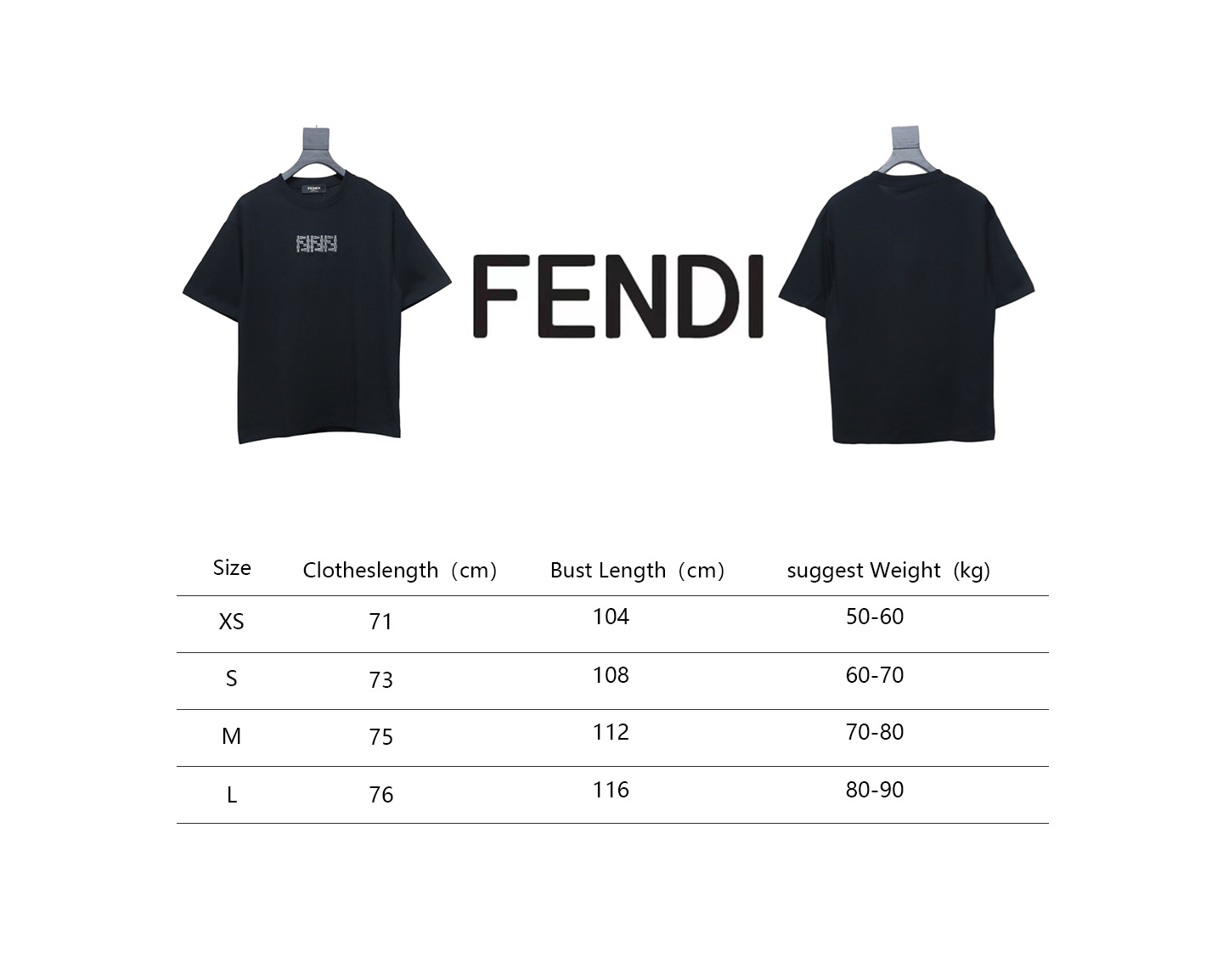 Fendi 25ss FF embroidered logo short sleeve black