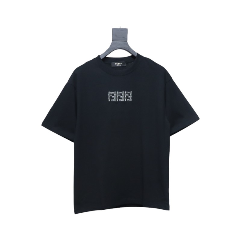 Fendi 25ss FF embroidered logo short sleeve black