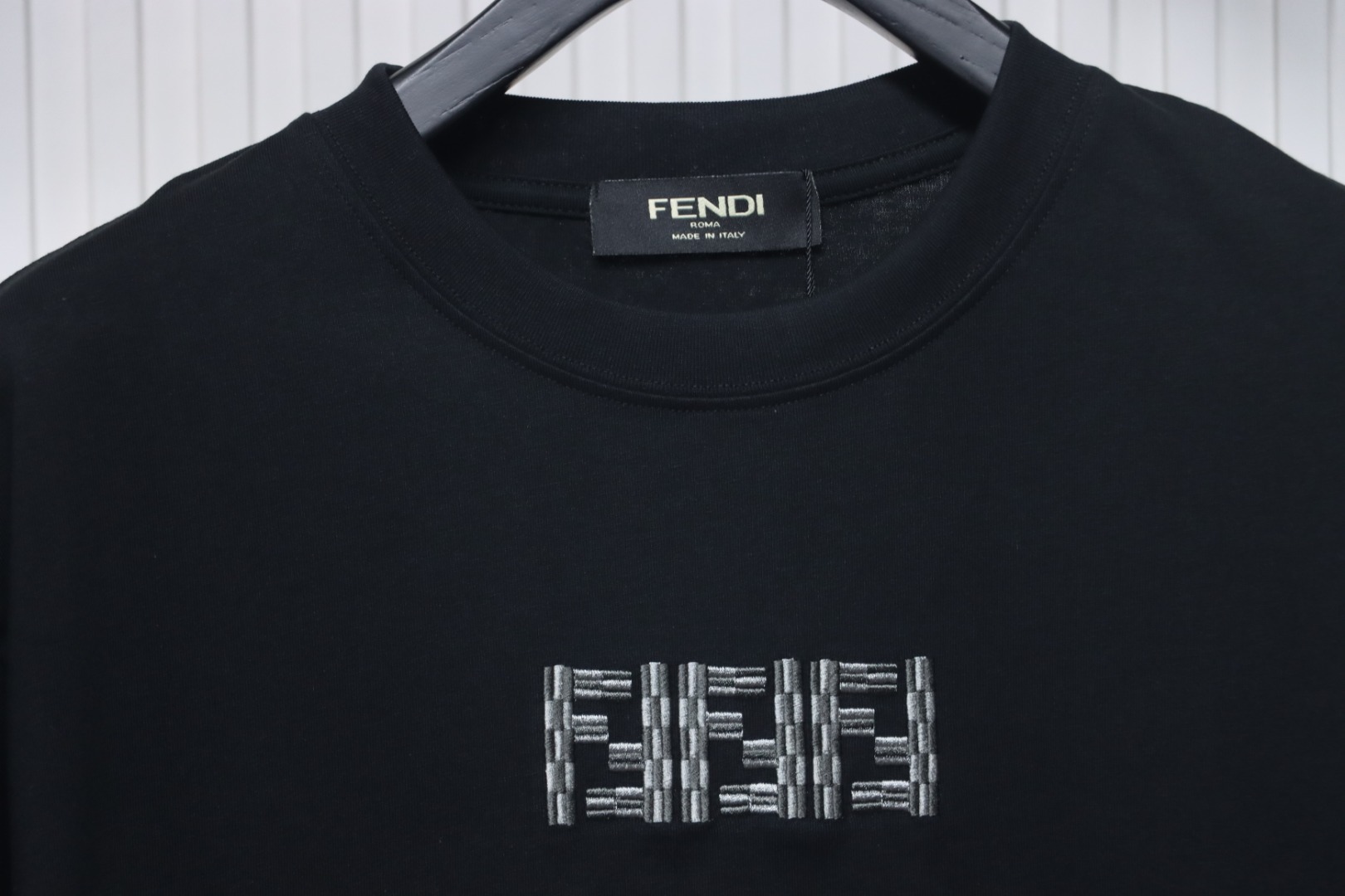 Fendi 25ss FF embroidered logo short sleeve black