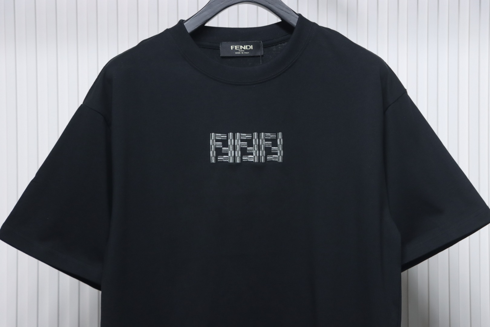 Fendi 25ss FF embroidered logo short sleeve black