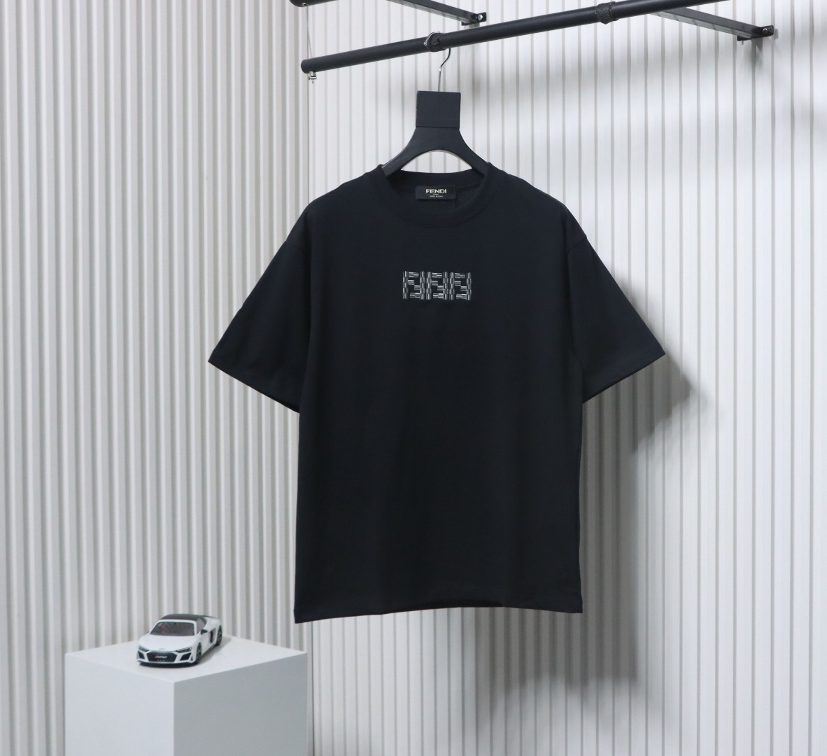 Fendi 25ss FF embroidered logo short sleeve black