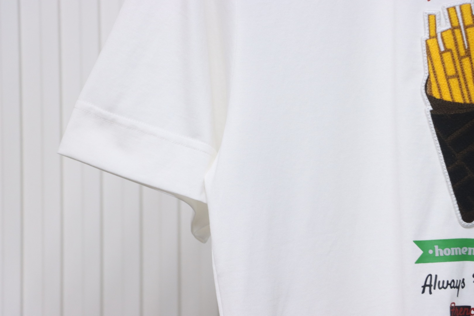 Fendi 25ss French Fries Embroidered Short Sleeve White