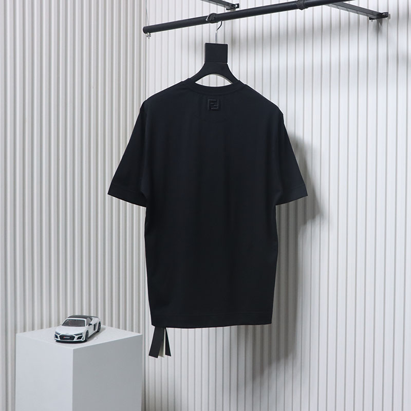 Fendi 25ss hot dog pizza badge embroidered short sleeve black