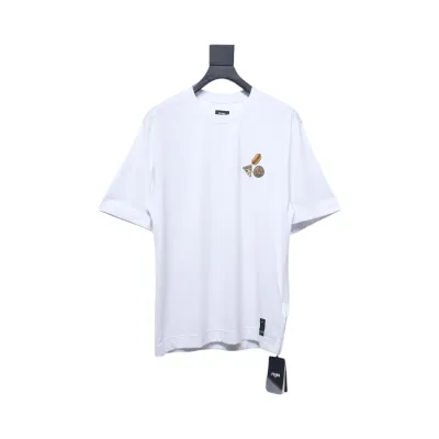 Fendi 25ss hot dog pizza badge embroidered short sleeve white 01