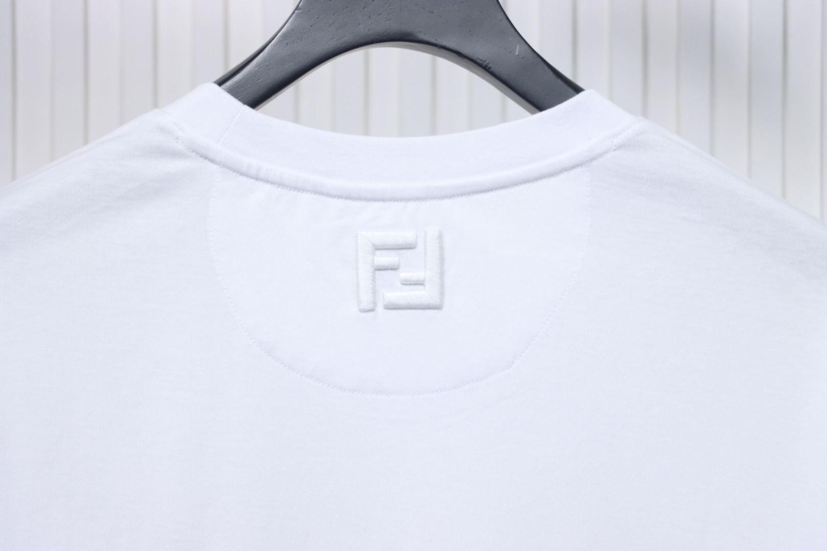 Fendi 25ss hot dog pizza badge embroidered short sleeve white