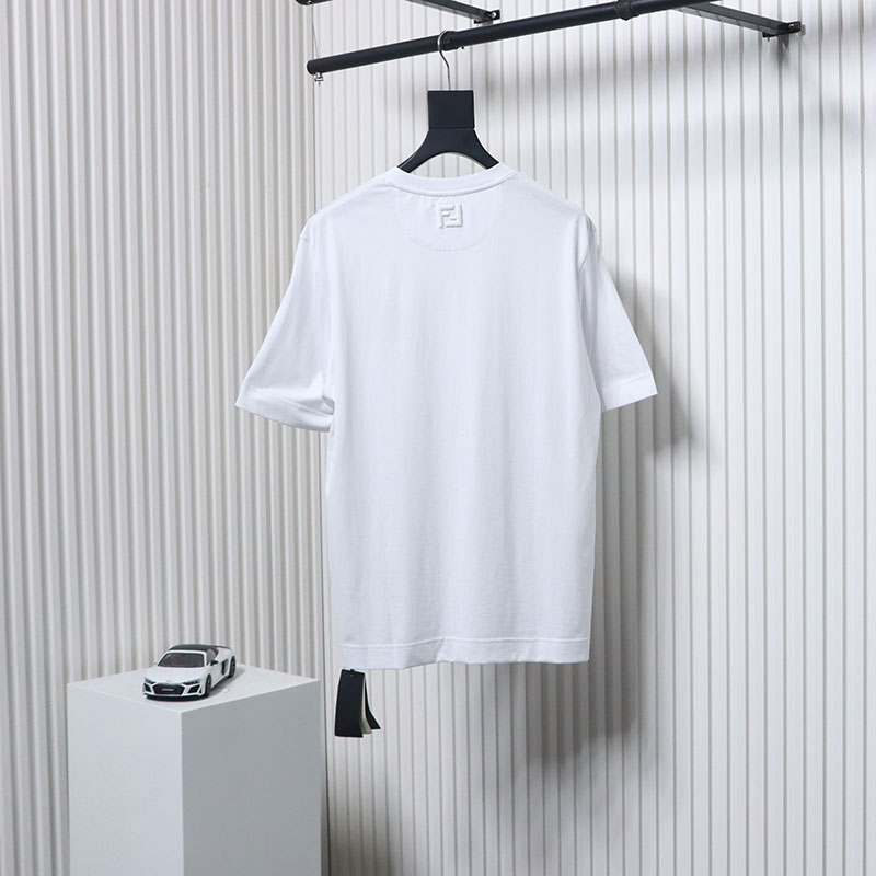 Fendi 25ss hot dog pizza badge embroidered short sleeve white