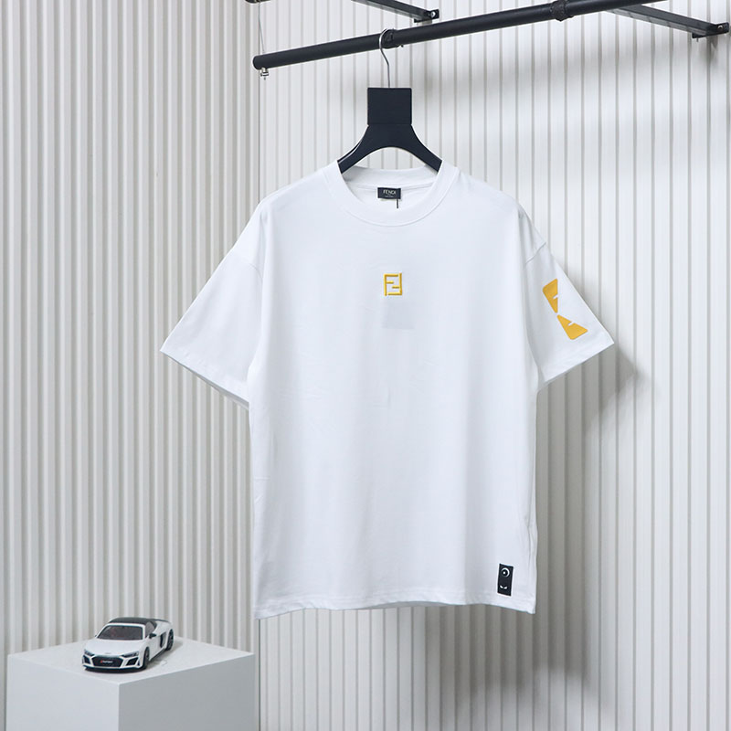 Fendi double ff devil eye letter embroidery white