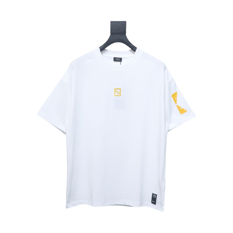 Fendi double ff devil eye letter embroidery white