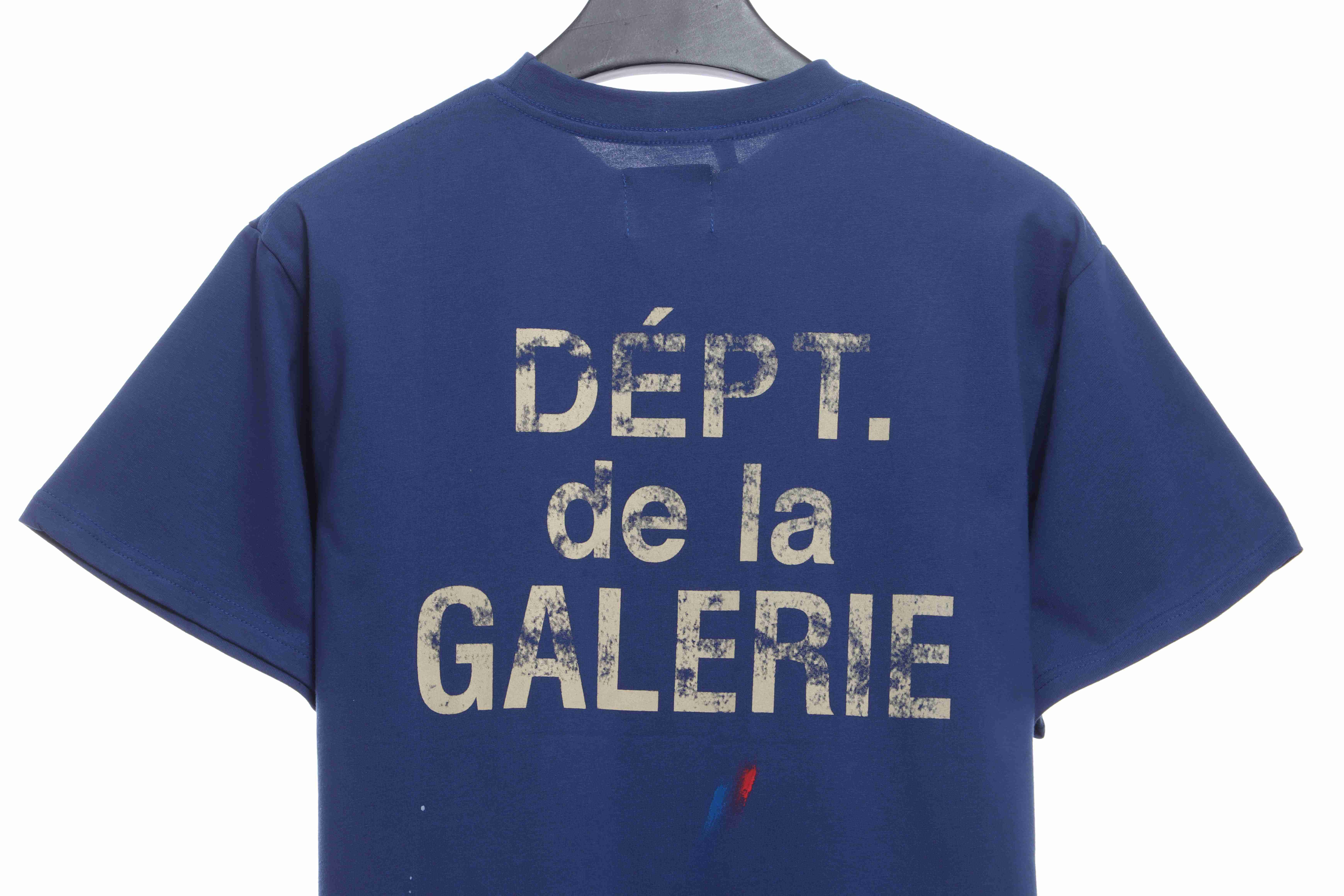 GD hand-splashed ink short sleeves navy blue