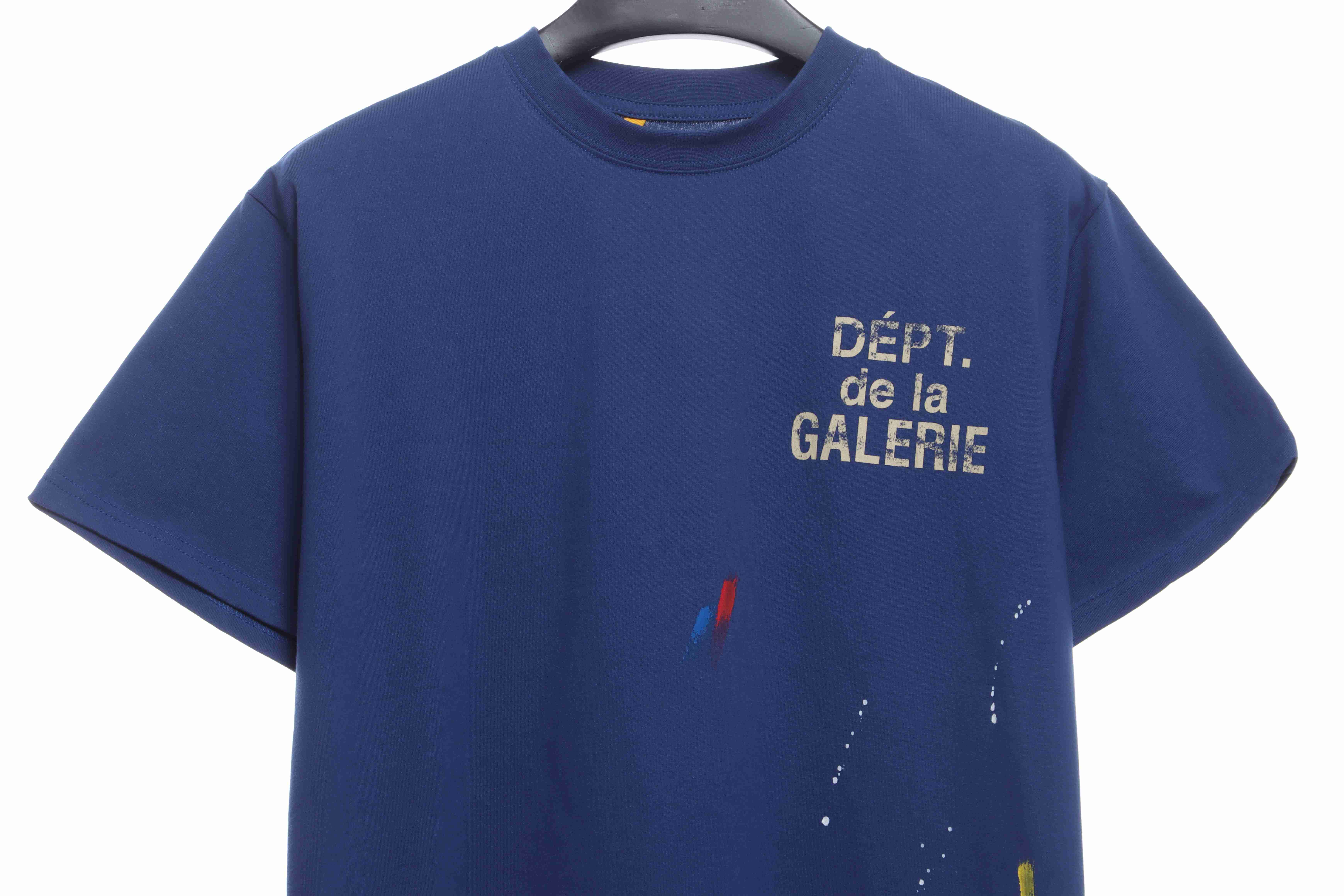 GD hand-splashed ink short sleeves navy blue