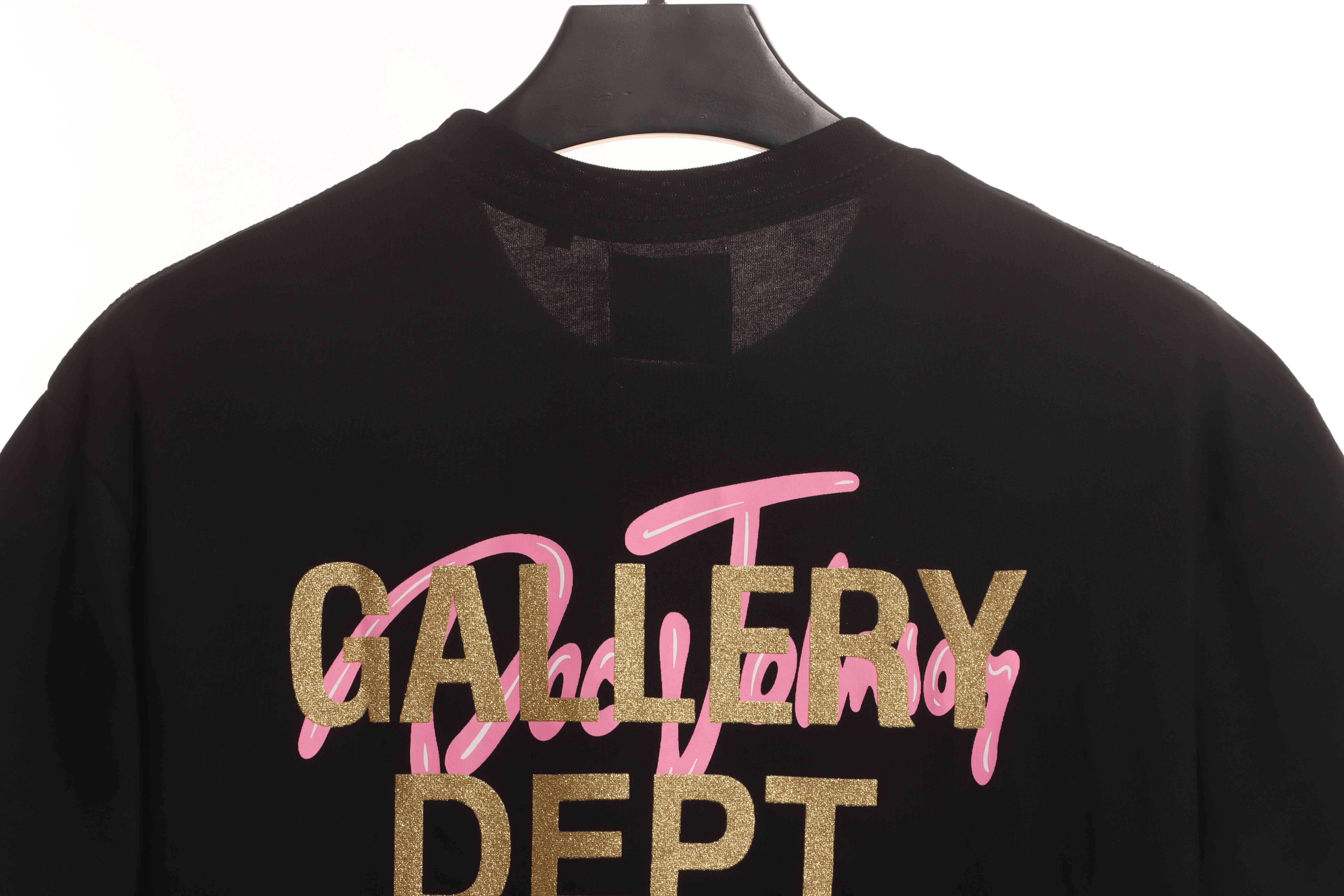 GD neon girl wine glass letter short sleeve black