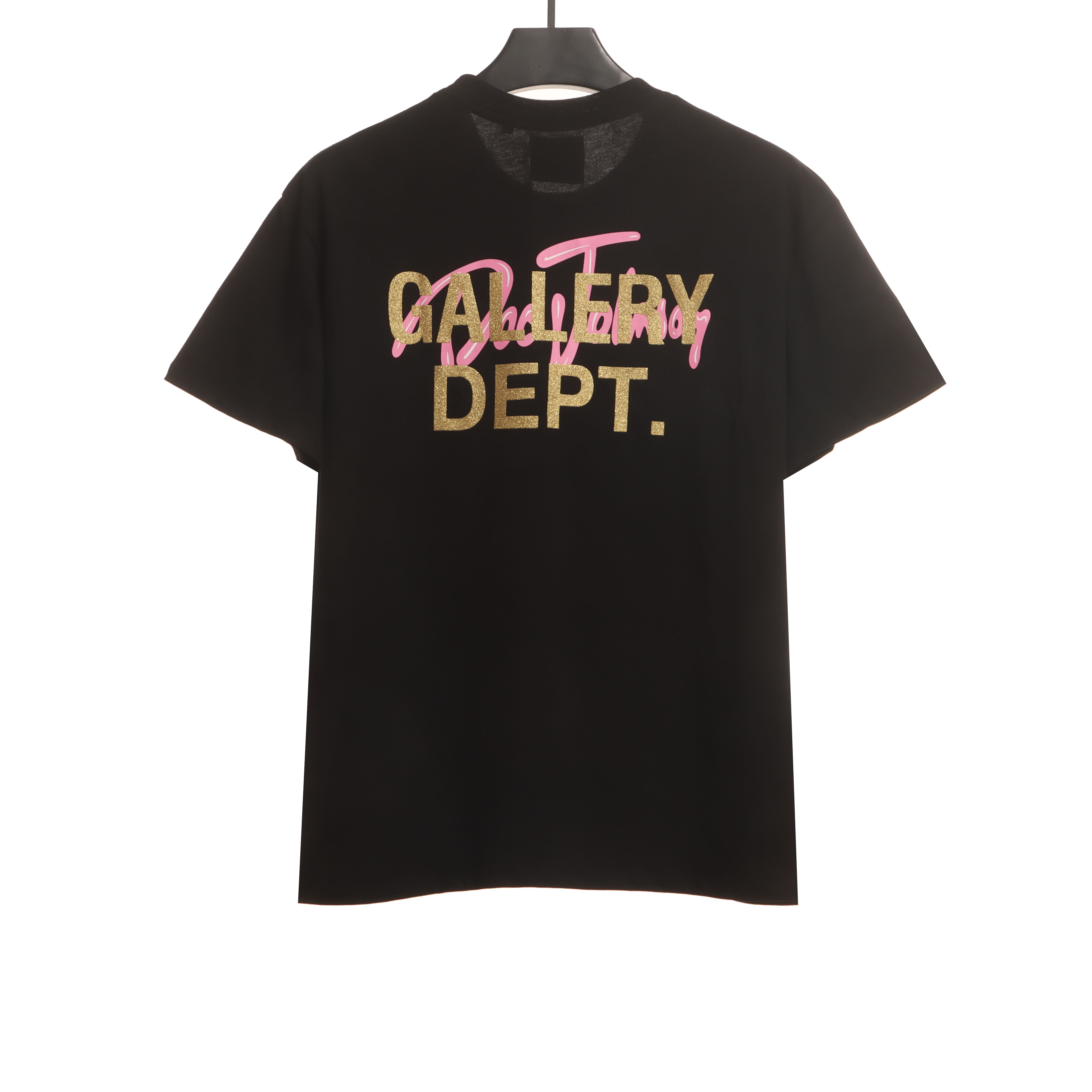 GD neon girl wine glass letter short sleeve black