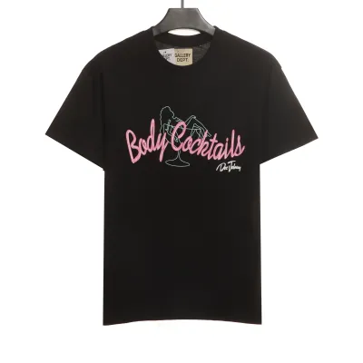 GD neon girl wine glass letter short sleeve black 01