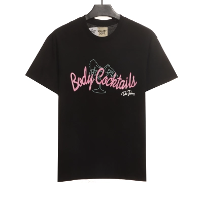 GD neon girl wine glass letter short sleeve black 01