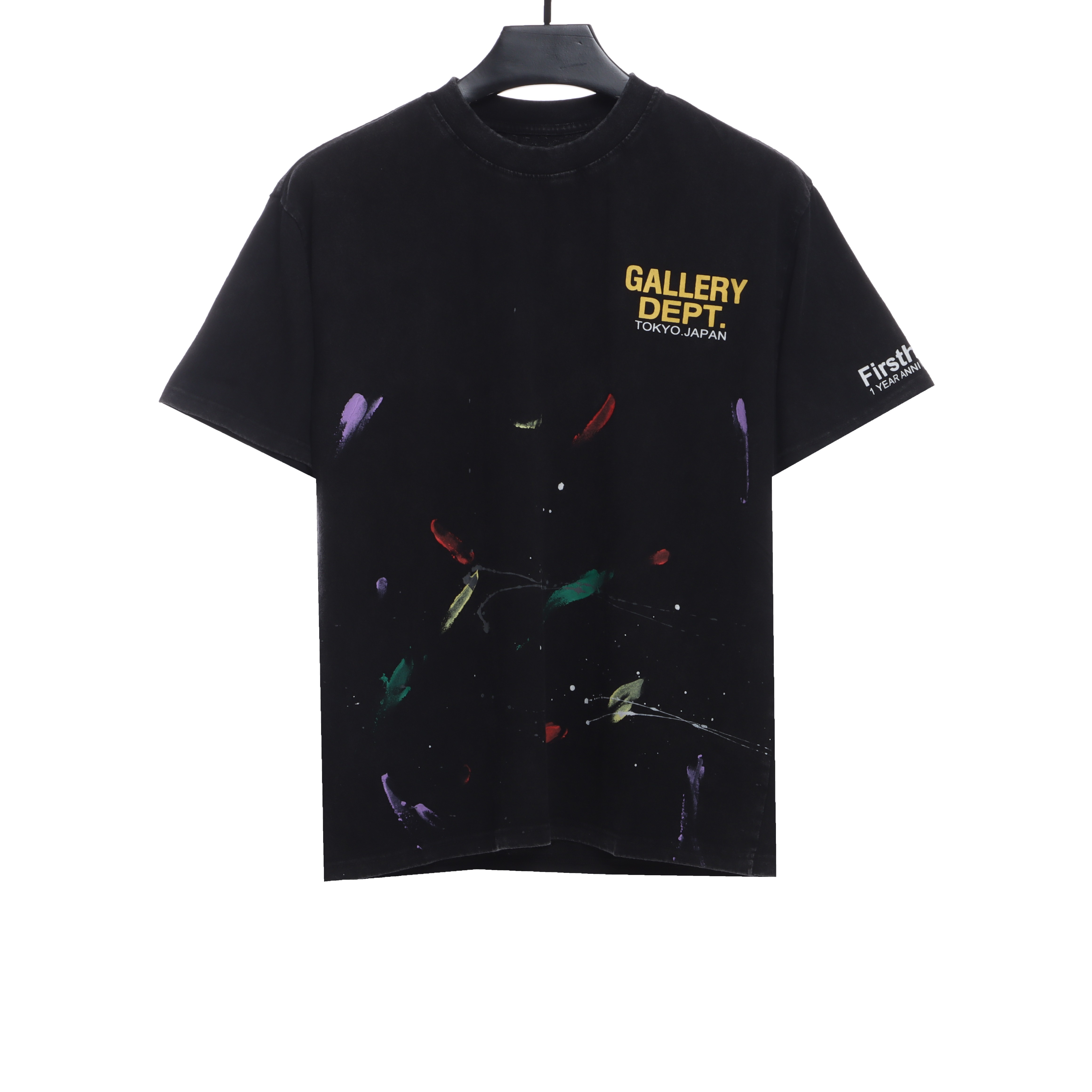 GD old damaged limited edition hand-painted graffiti short sleeve black