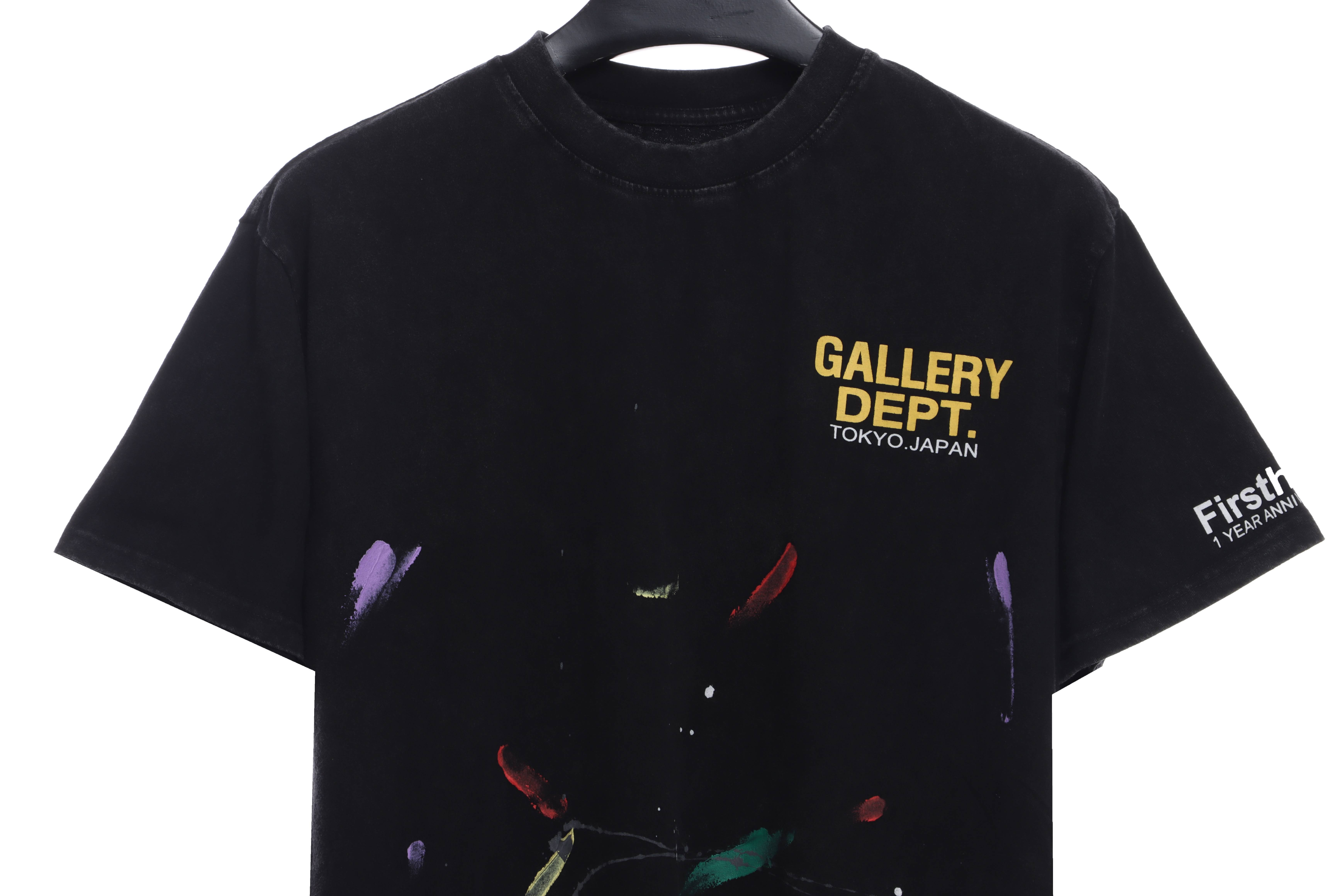 GD old damaged limited edition hand-painted graffiti short sleeve black