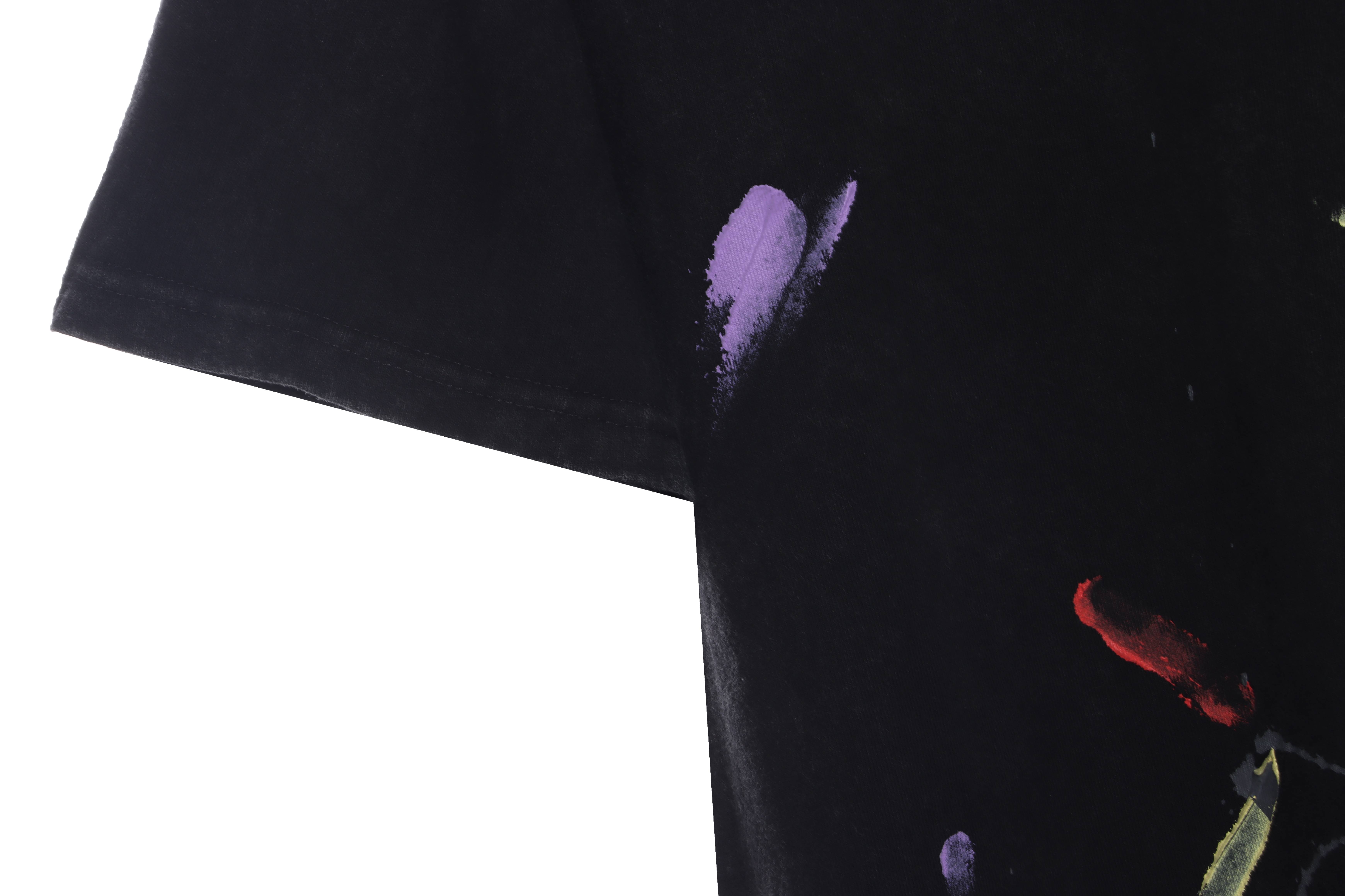 GD old damaged limited edition hand-painted graffiti short sleeve black