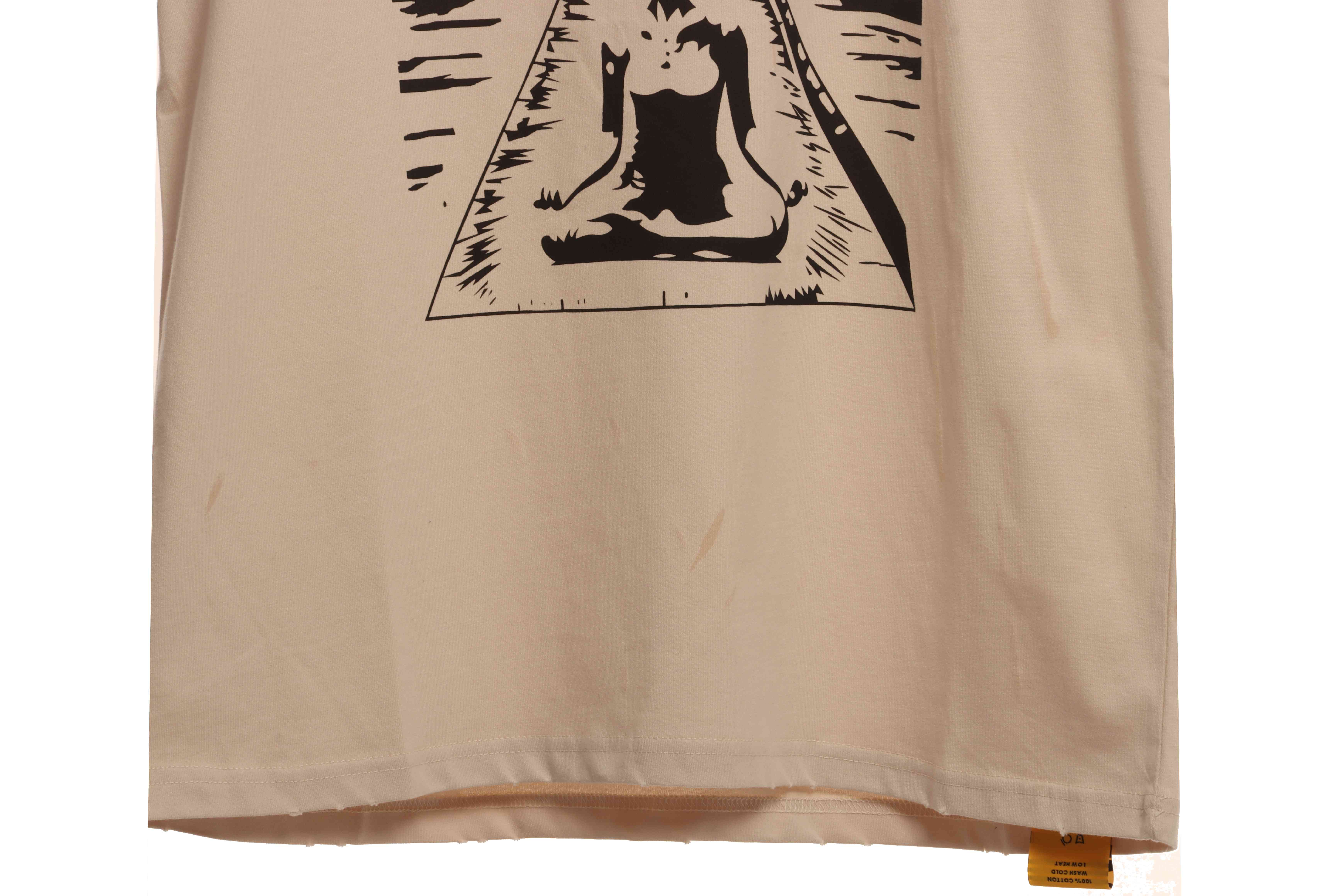 GD portrait print torn short sleeves beige