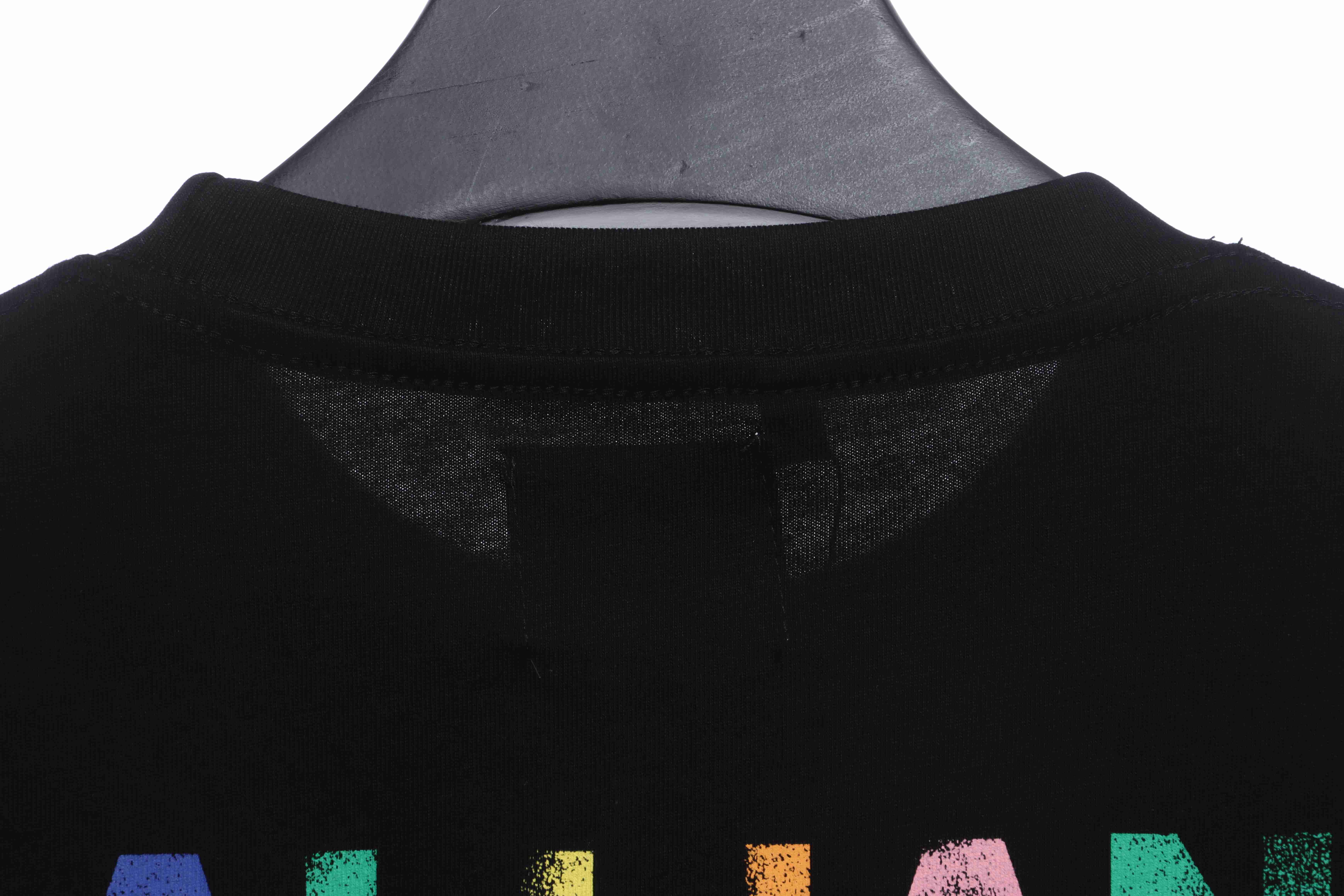 GD Rainbow Letters Printed Short Sleeve Black