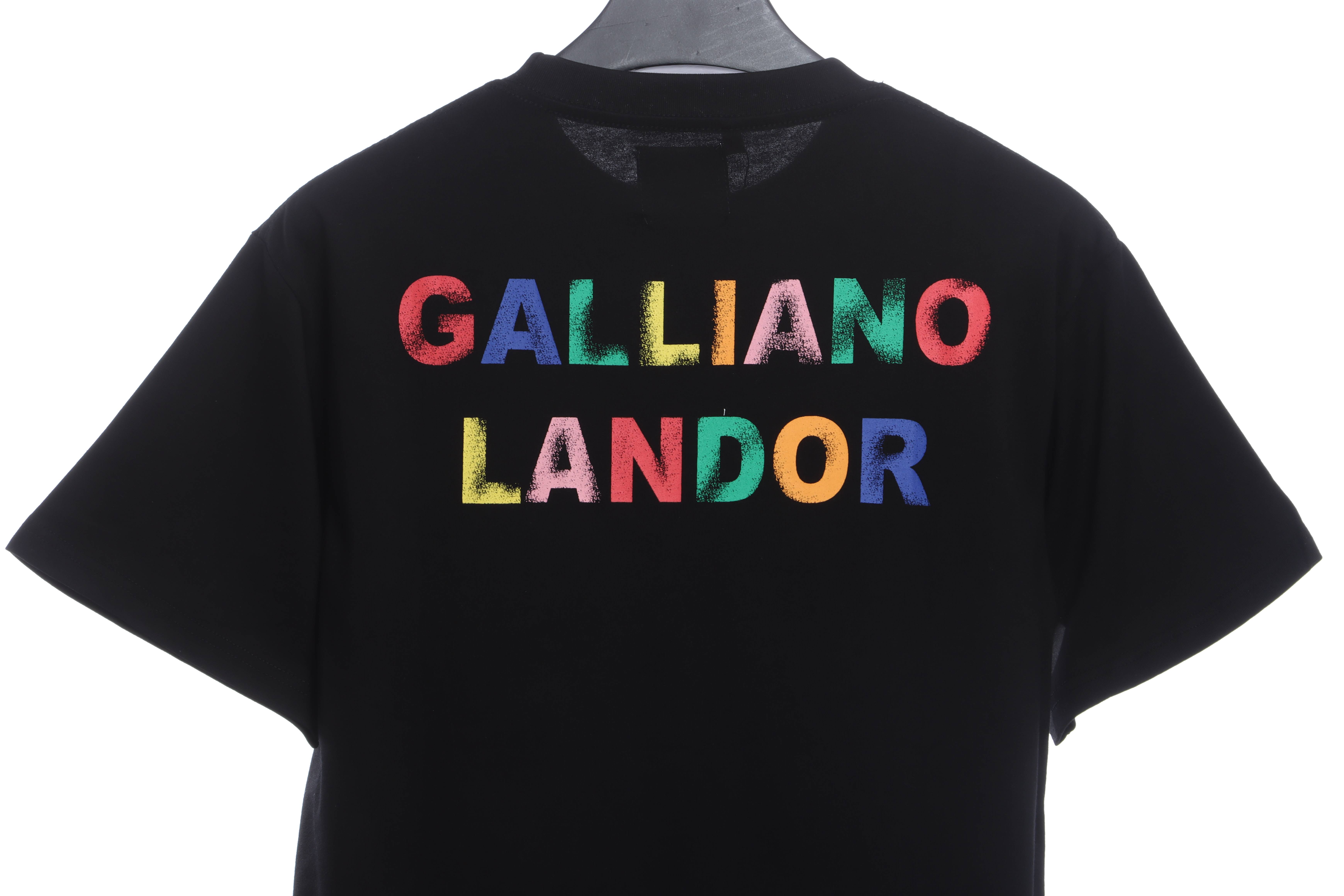 GD Rainbow Letters Printed Short Sleeve Black