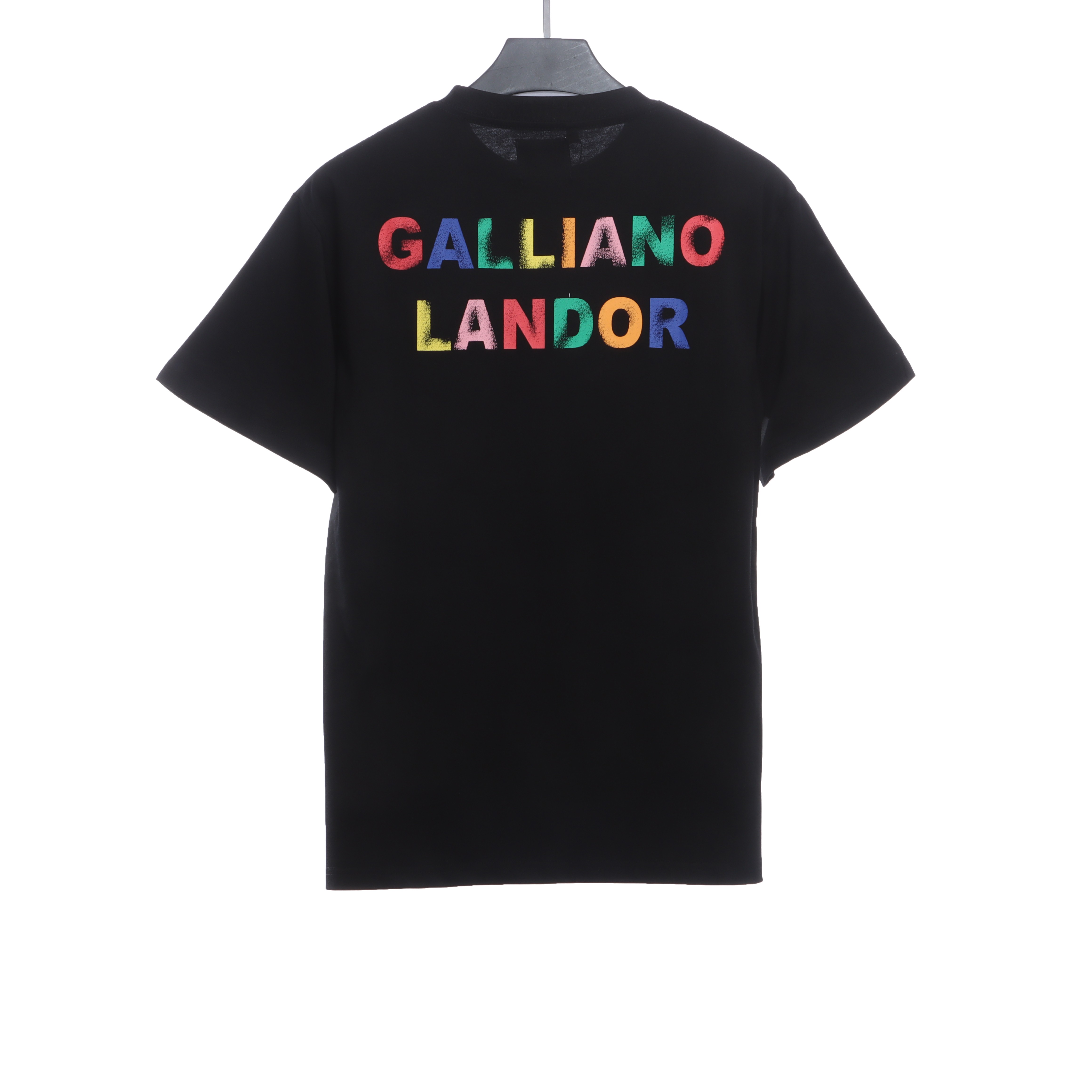 GD Rainbow Letters Printed Short Sleeve Black