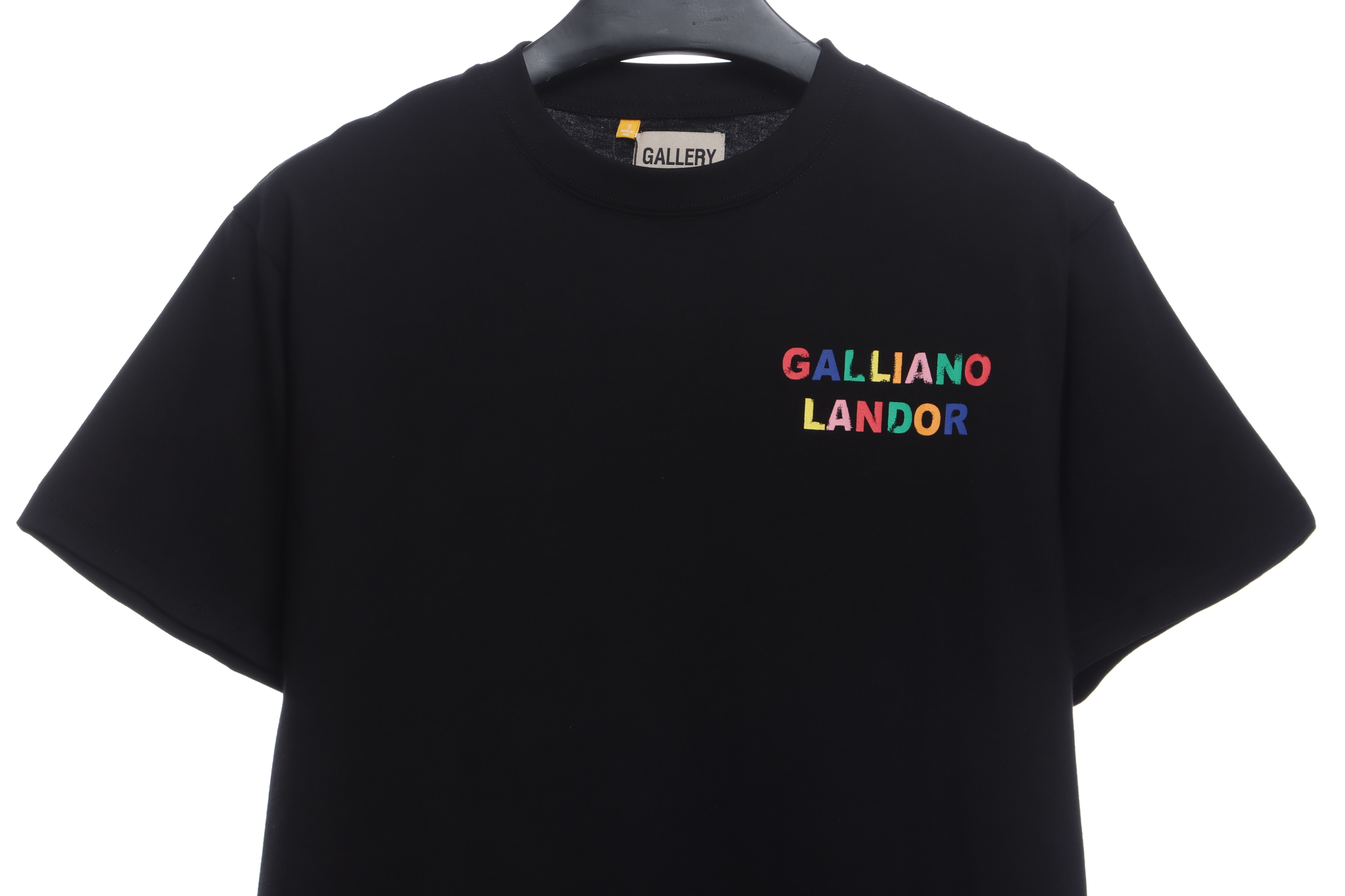 GD Rainbow Letters Printed Short Sleeve Black