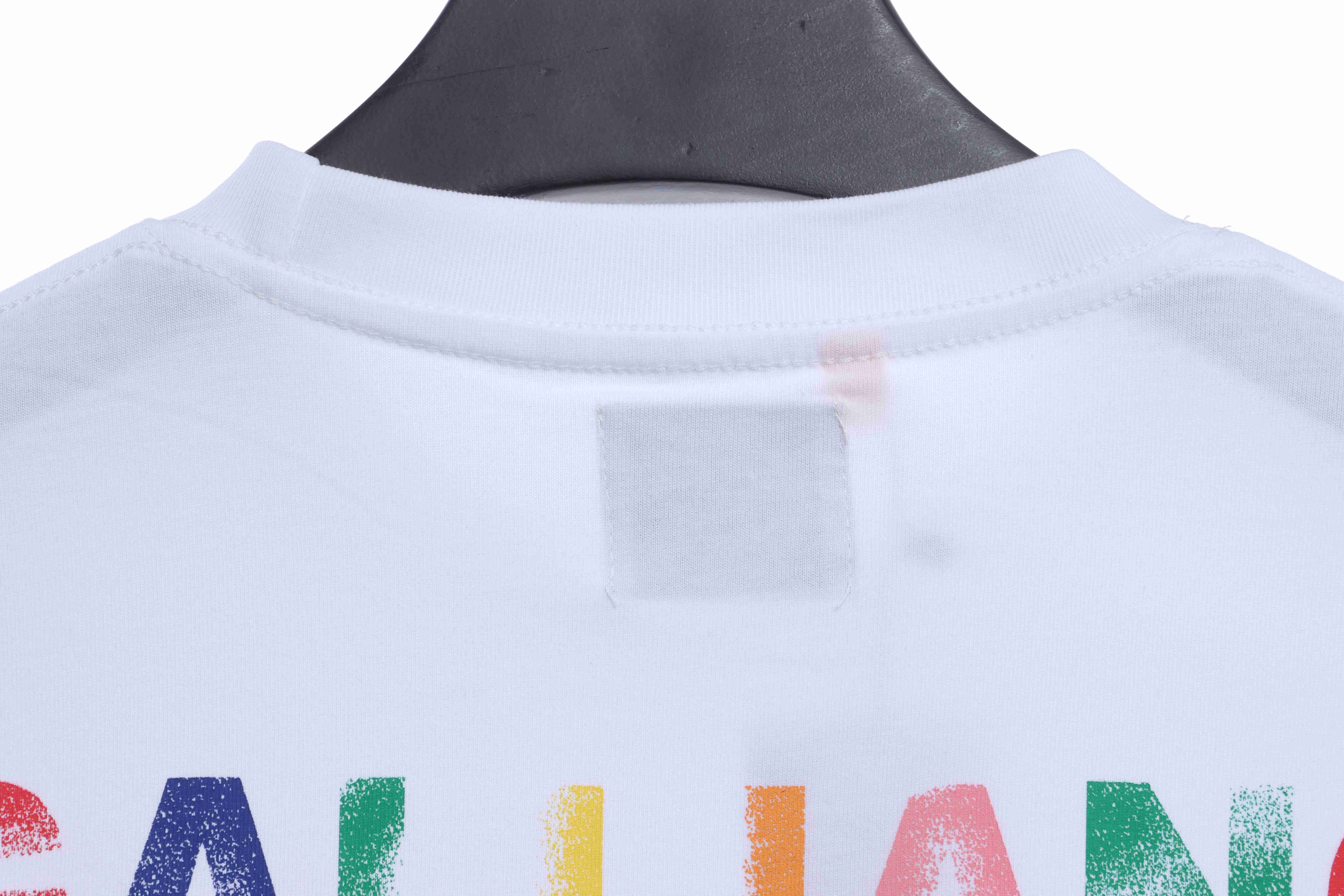 GD Rainbow Letters Printed Short Sleeve White